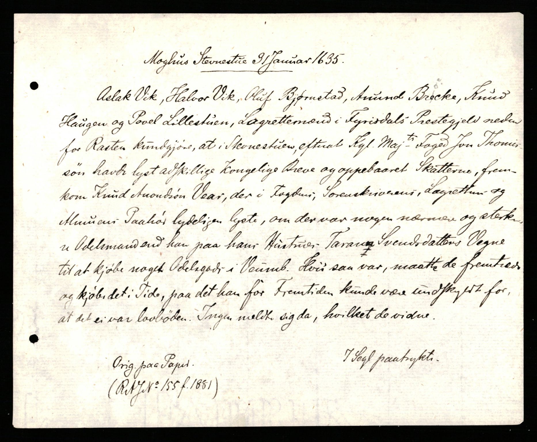 Riksarkivets diplomsamling, AV/RA-EA-5965/F35/F35b/L0008: Riksarkivets diplomer, seddelregister, 1635-1646, p. 3