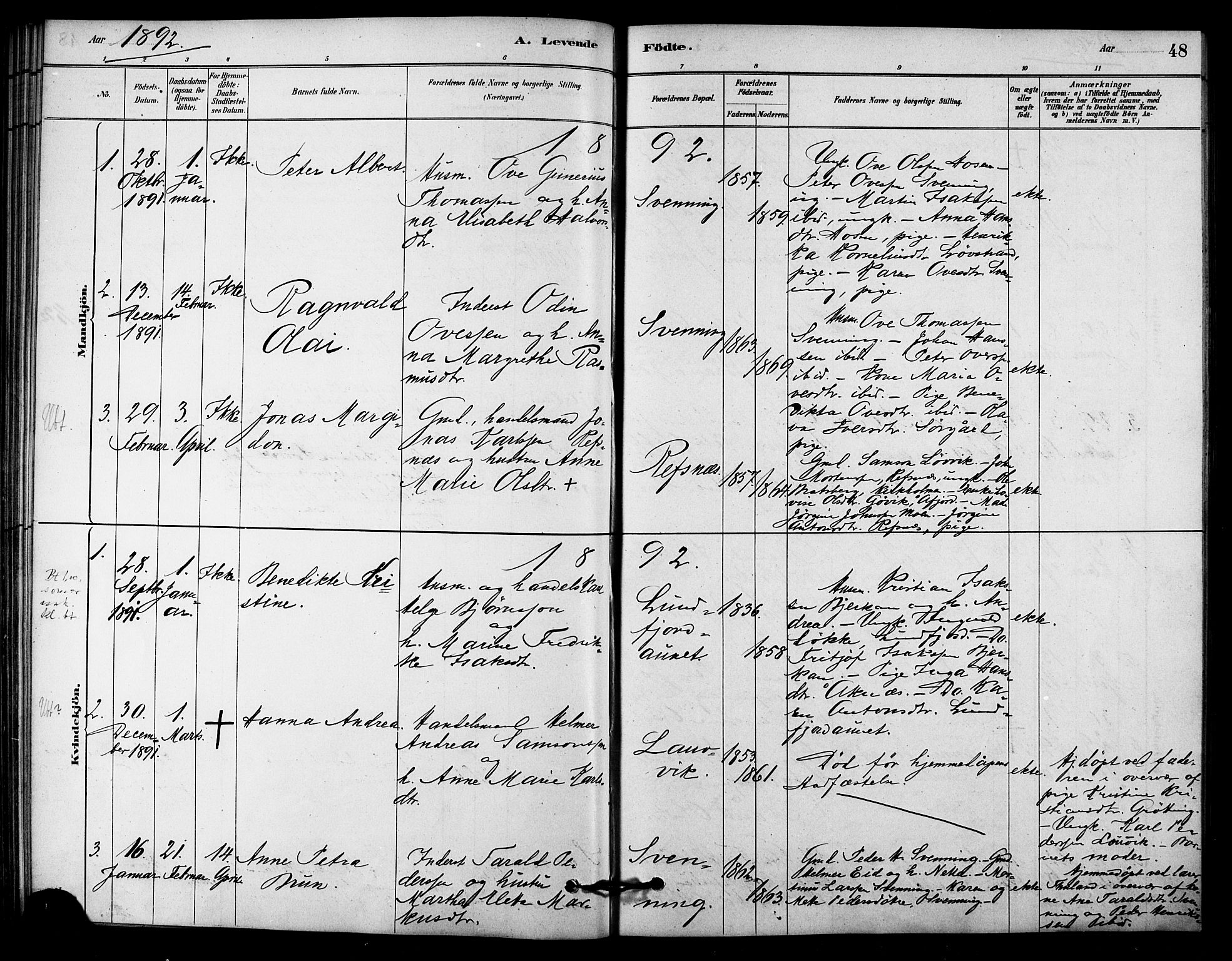 Ministerialprotokoller, klokkerbøker og fødselsregistre - Sør-Trøndelag, SAT/A-1456/656/L0692: Parish register (official) no. 656A01, 1879-1893, p. 48