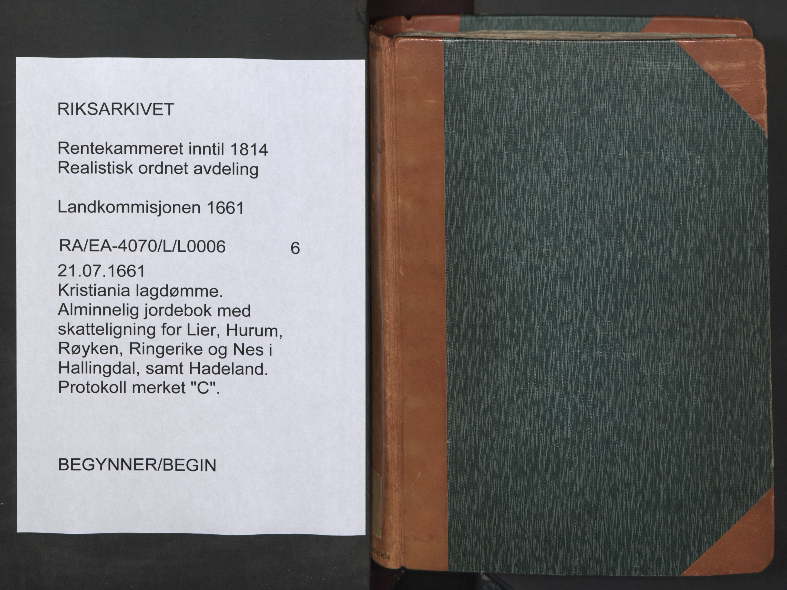 Rentekammeret inntil 1814, Realistisk ordnet avdeling, AV/RA-EA-4070/L/L0006: Kristiania lagdømme. Alminnelig jordebok med skatteligning for Lier, Hurum, Røyken, Ringerike og Nes i Hallingdal, samt Hadeland., 1661