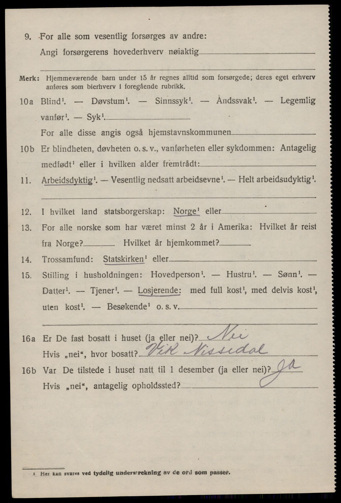 SAKO, 1920 census for Nissedal, 1920, p. 3488