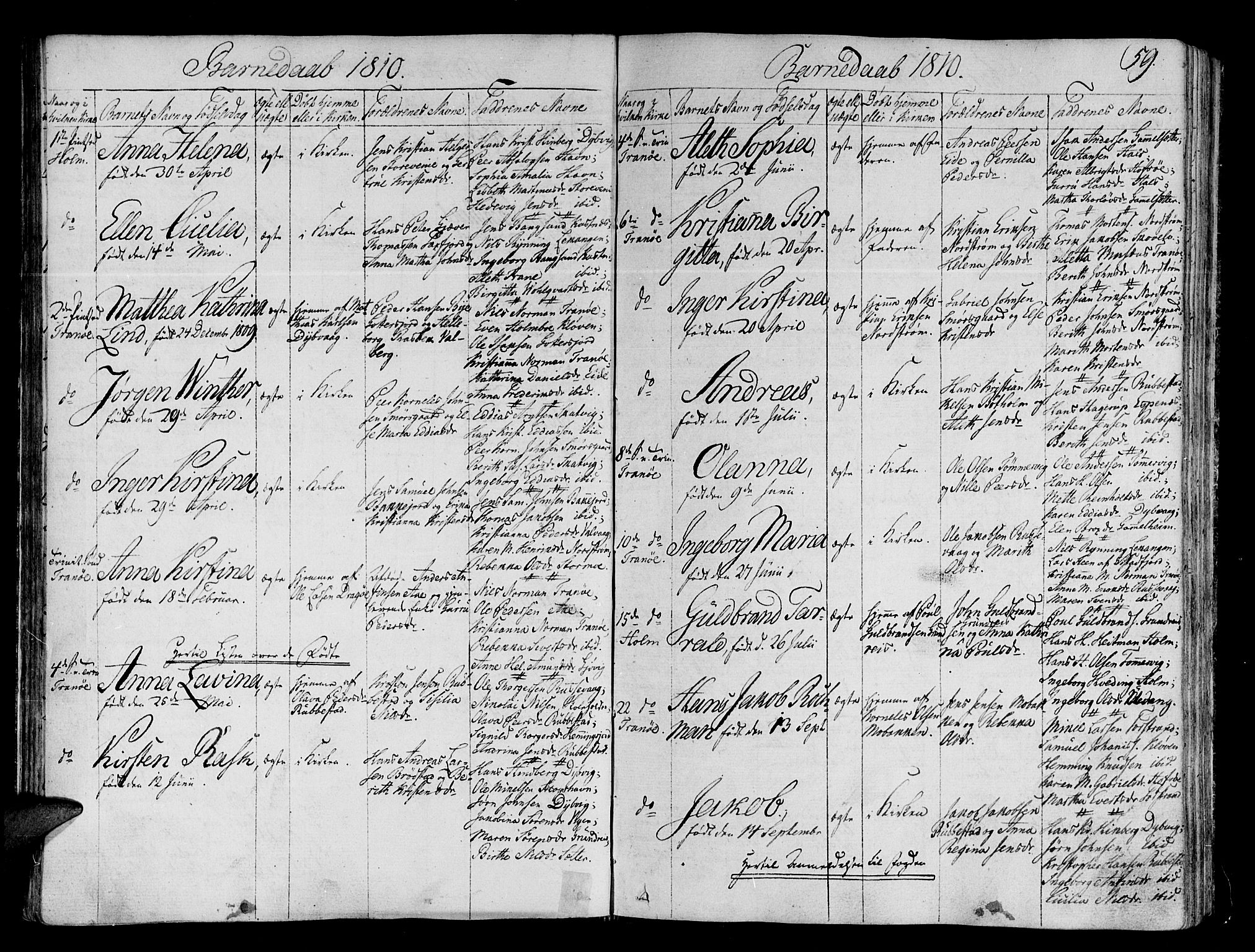 Tranøy sokneprestkontor, SATØ/S-1313/I/Ia/Iaa/L0003kirke: Parish register (official) no. 3, 1807-1820, p. 59