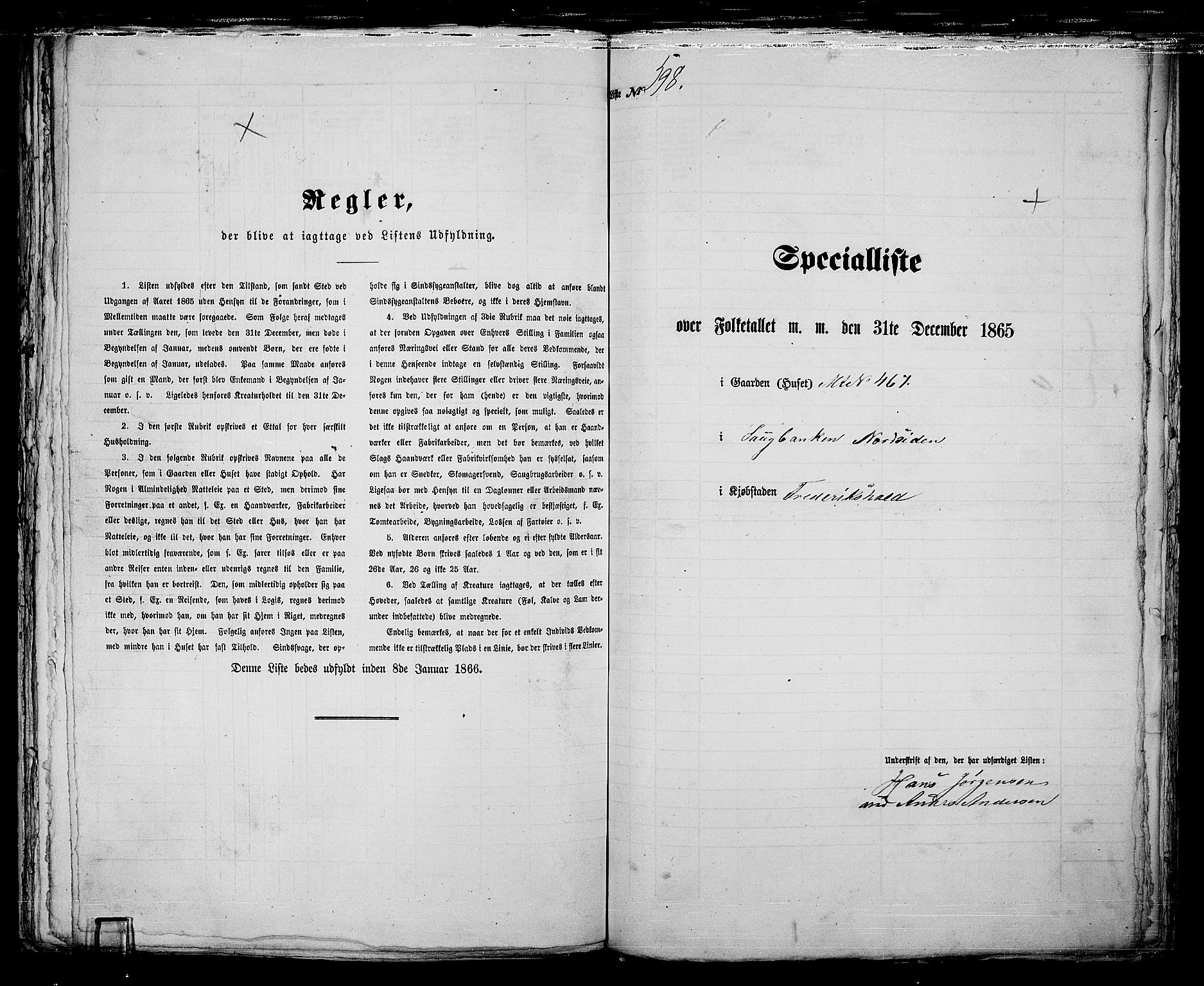 RA, 1865 census for Fredrikshald, 1865, p. 1200