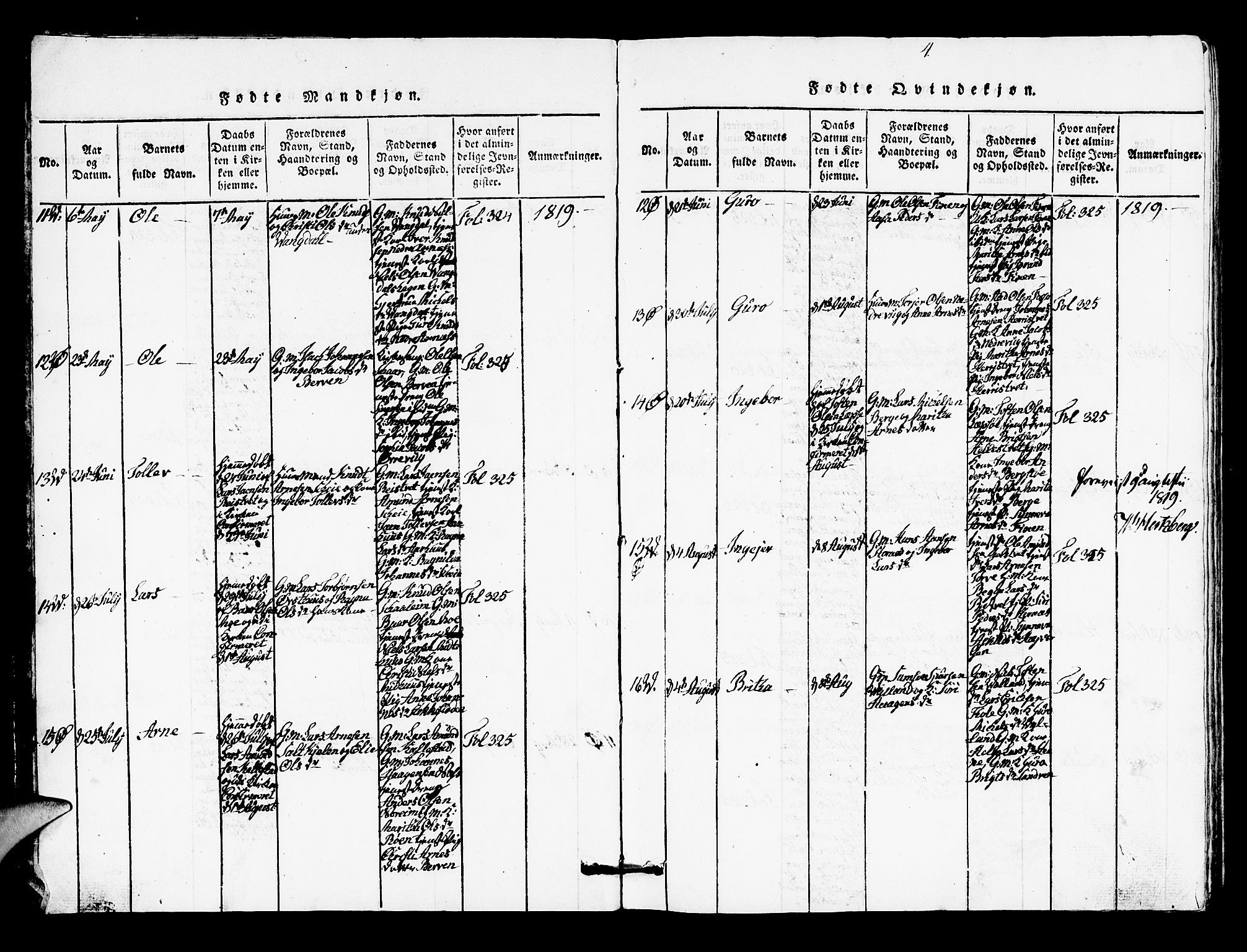 Kvam sokneprestembete, AV/SAB-A-76201/H/Hab: Parish register (copy) no. A 1, 1818-1832, p. 4