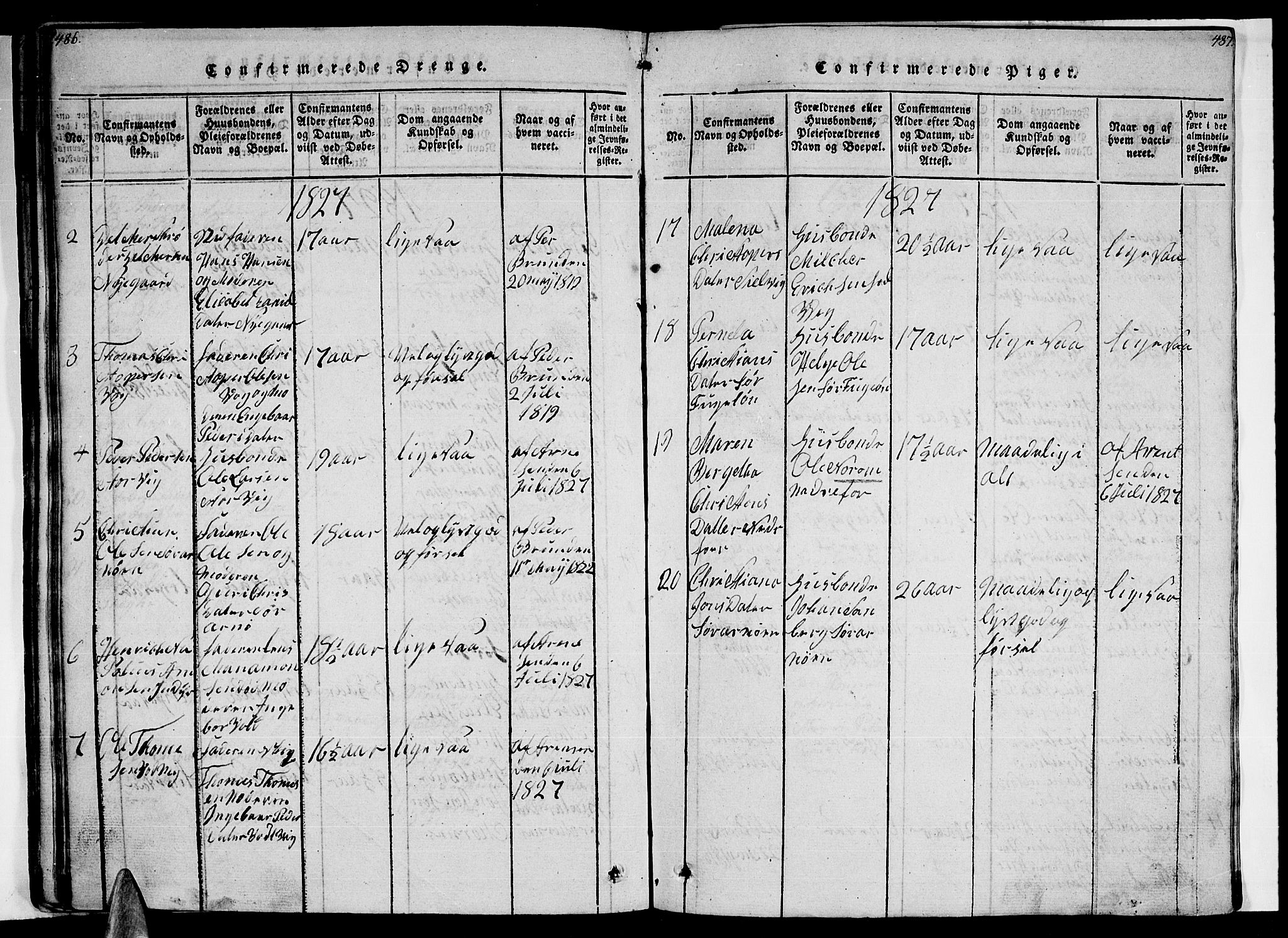 Ministerialprotokoller, klokkerbøker og fødselsregistre - Nordland, SAT/A-1459/805/L0105: Parish register (copy) no. 805C01, 1820-1839, p. 486-487
