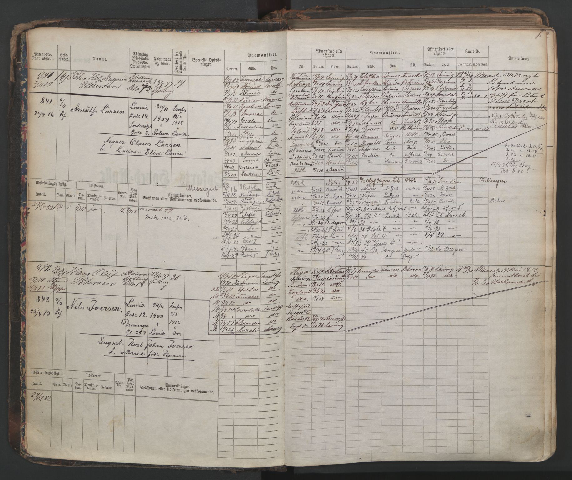 Larvik innrulleringskontor, AV/SAKO-A-787/F/Fc/L0003: Hovedrulle, 1868, p. 1