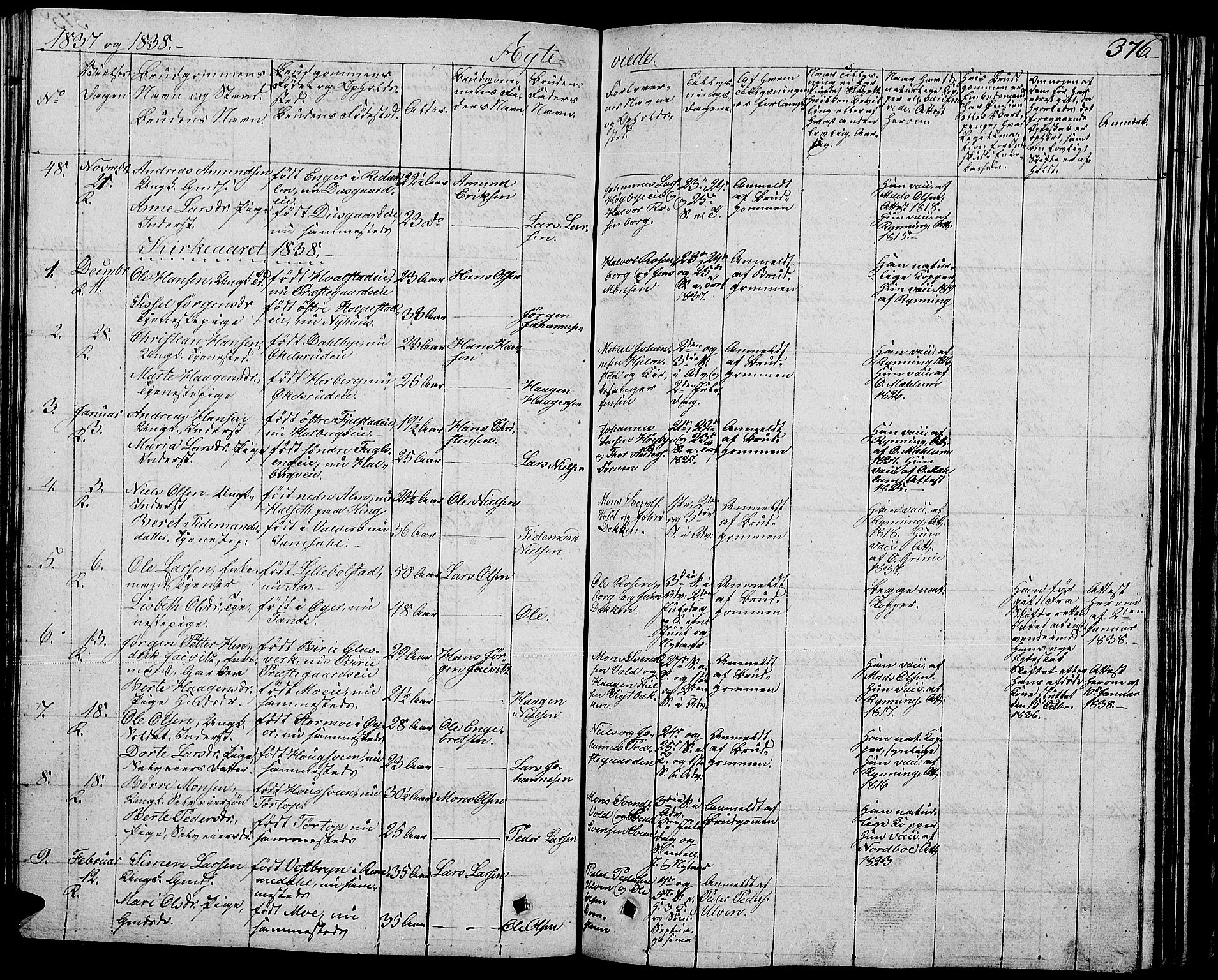 Ringsaker prestekontor, AV/SAH-PREST-014/L/La/L0004: Parish register (copy) no. 4, 1827-1838, p. 376