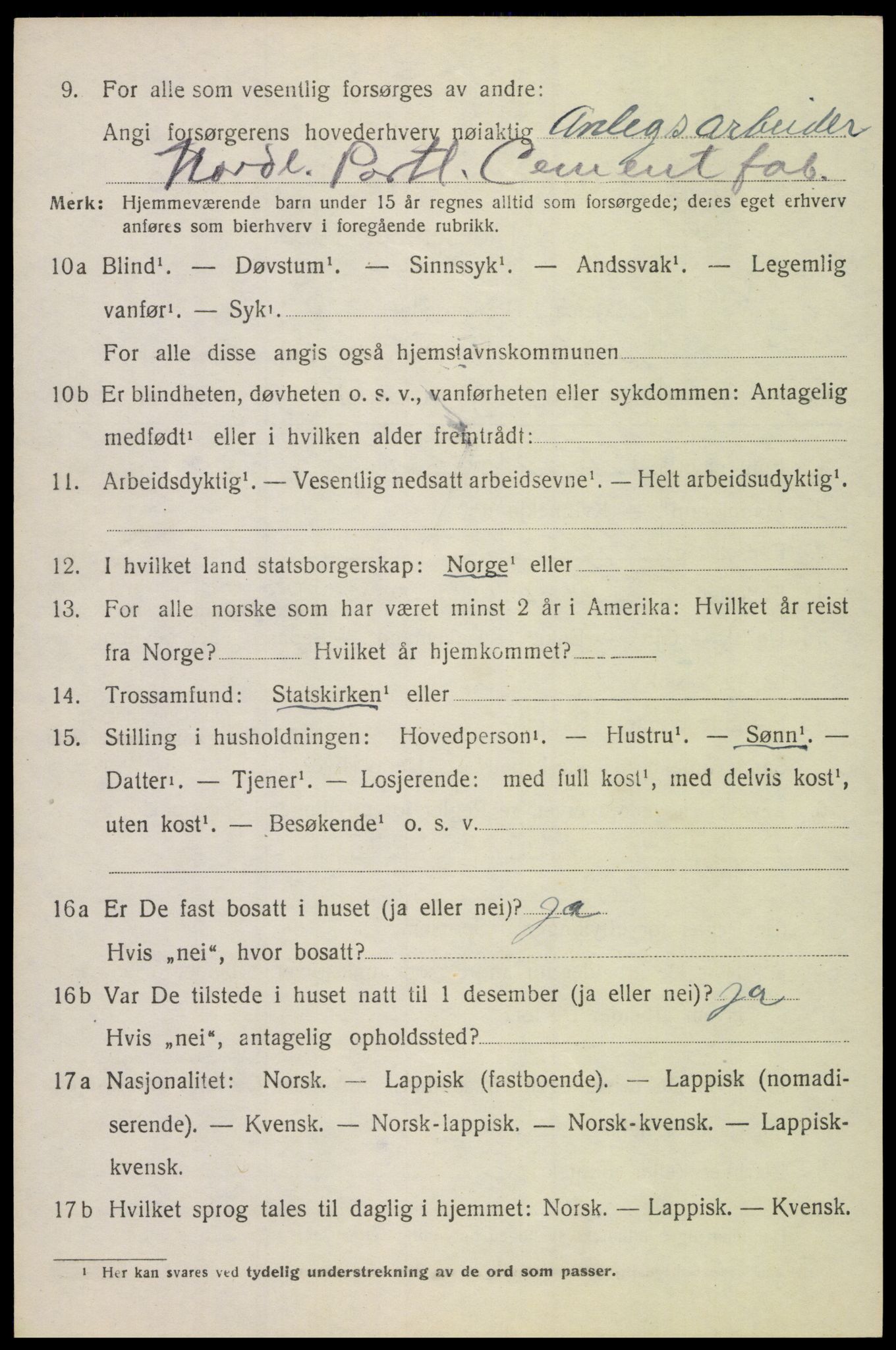 SAT, 1920 census for Tysfjord, 1920, p. 6770