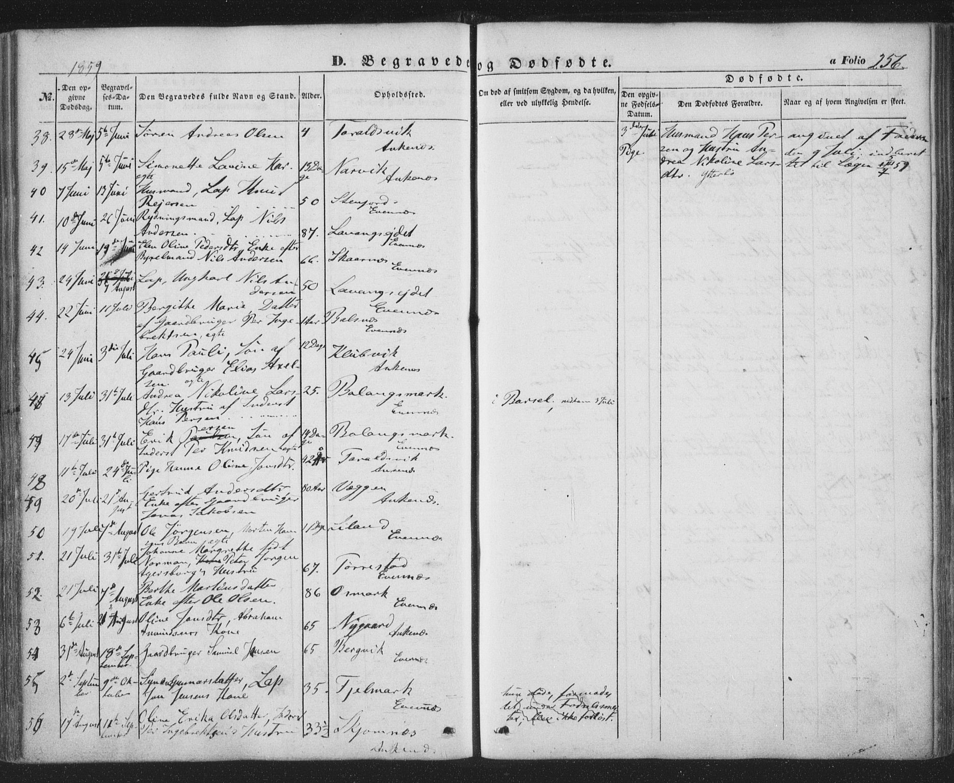 Ministerialprotokoller, klokkerbøker og fødselsregistre - Nordland, AV/SAT-A-1459/863/L0895: Parish register (official) no. 863A07, 1851-1860, p. 256