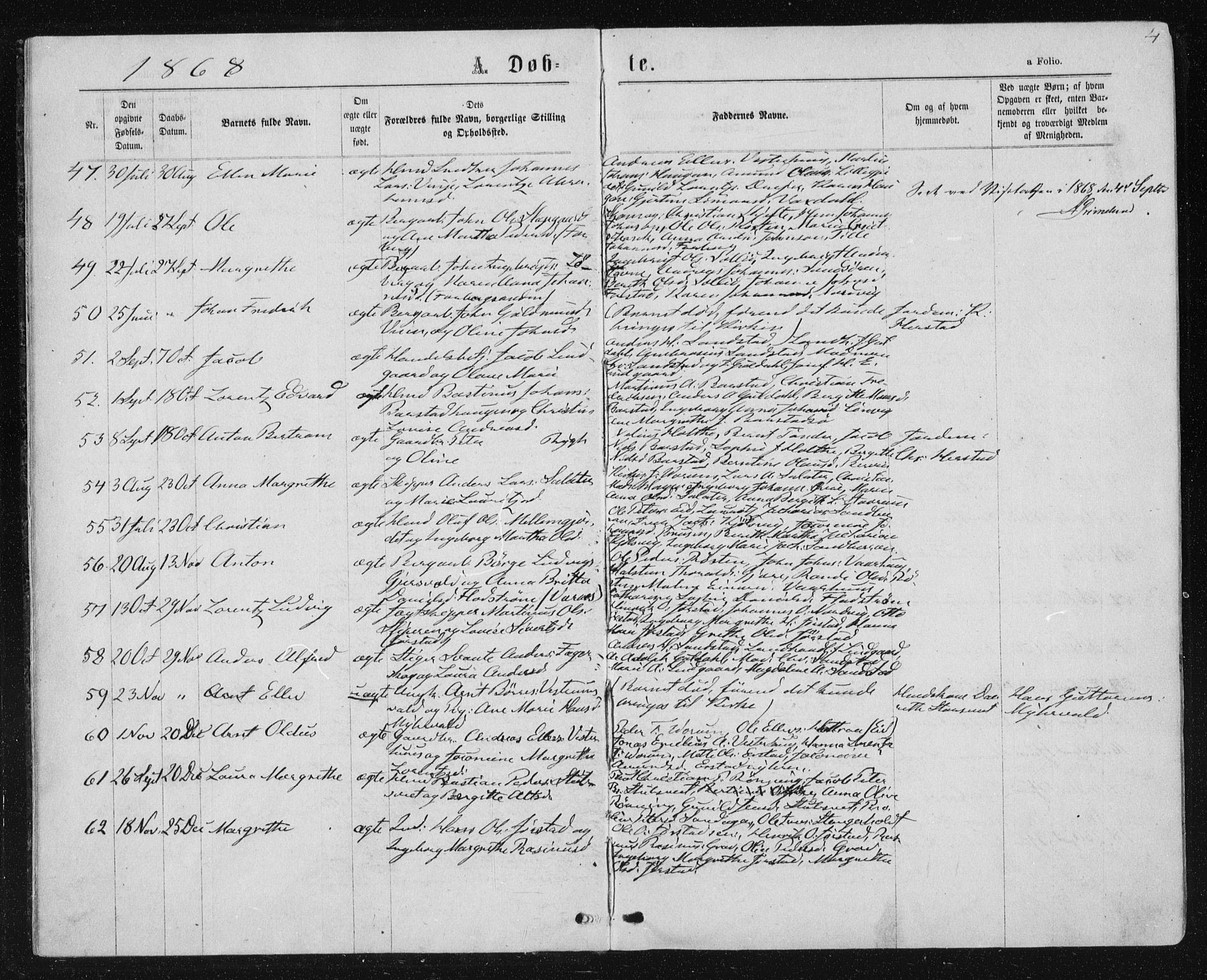 Ministerialprotokoller, klokkerbøker og fødselsregistre - Nord-Trøndelag, SAT/A-1458/722/L0219: Parish register (official) no. 722A06, 1868-1880, p. 4