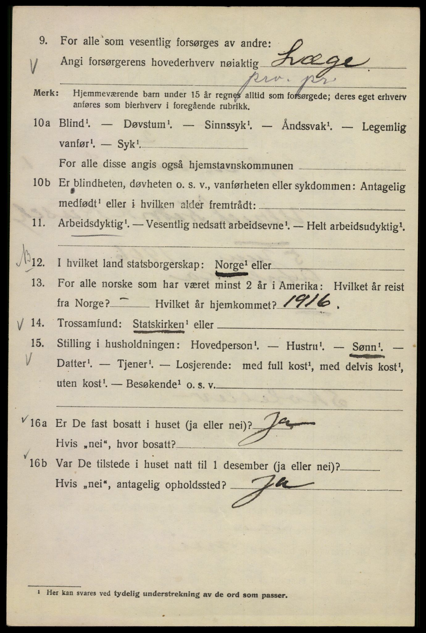 SAO, 1920 census for Kristiania, 1920, p. 261536