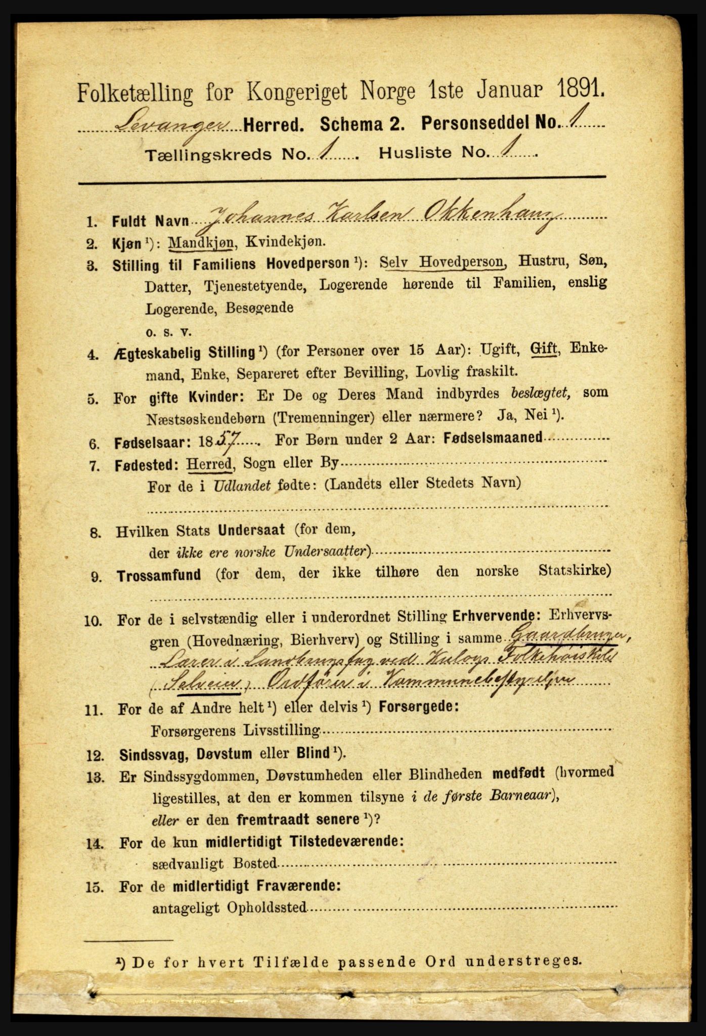 RA, 1891 census for 1720 Levanger, 1891, p. 131