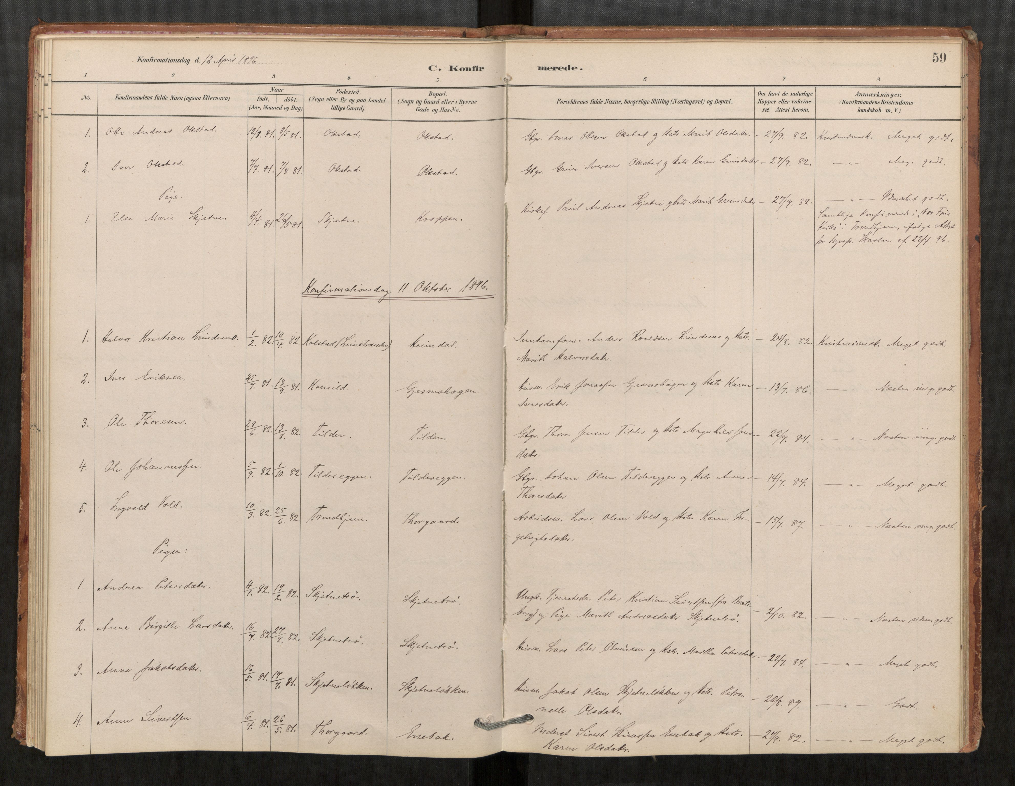 Klæbu sokneprestkontor, SAT/A-1112: Parish register (official) no. 1, 1880-1900, p. 59