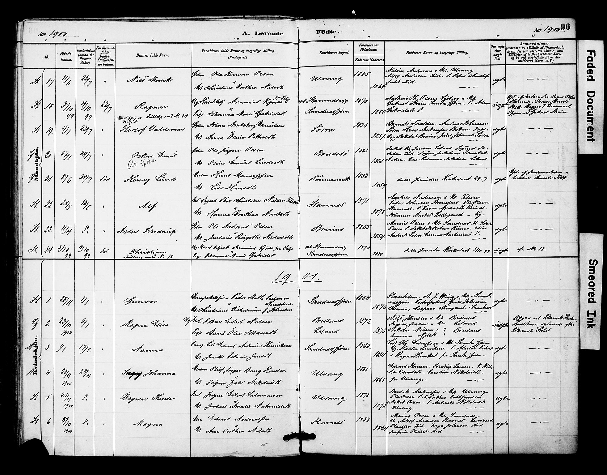 Ministerialprotokoller, klokkerbøker og fødselsregistre - Nordland, AV/SAT-A-1459/831/L0471: Parish register (official) no. 831A02, 1886-1901, p. 96