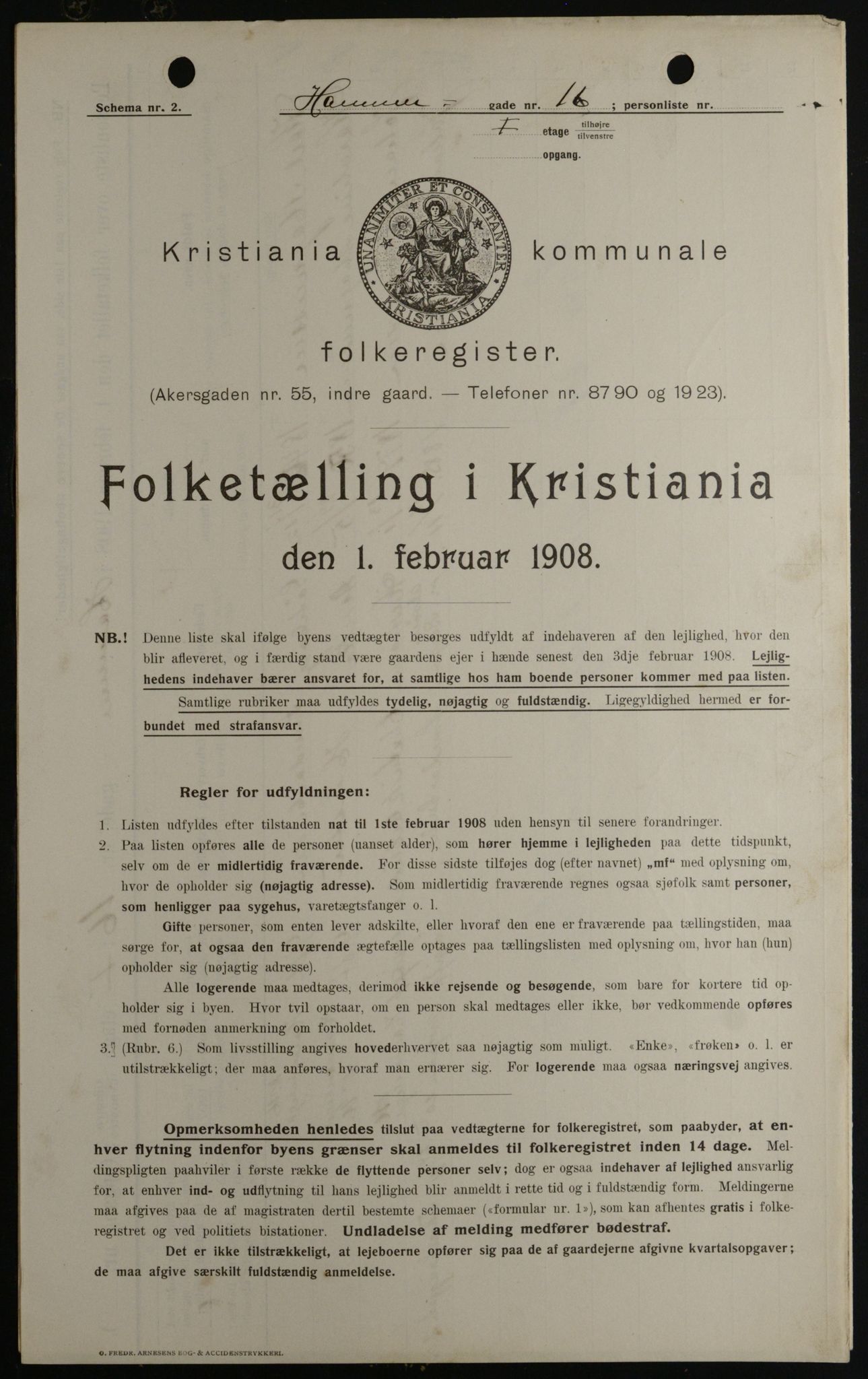 OBA, Municipal Census 1908 for Kristiania, 1908, p. 30990