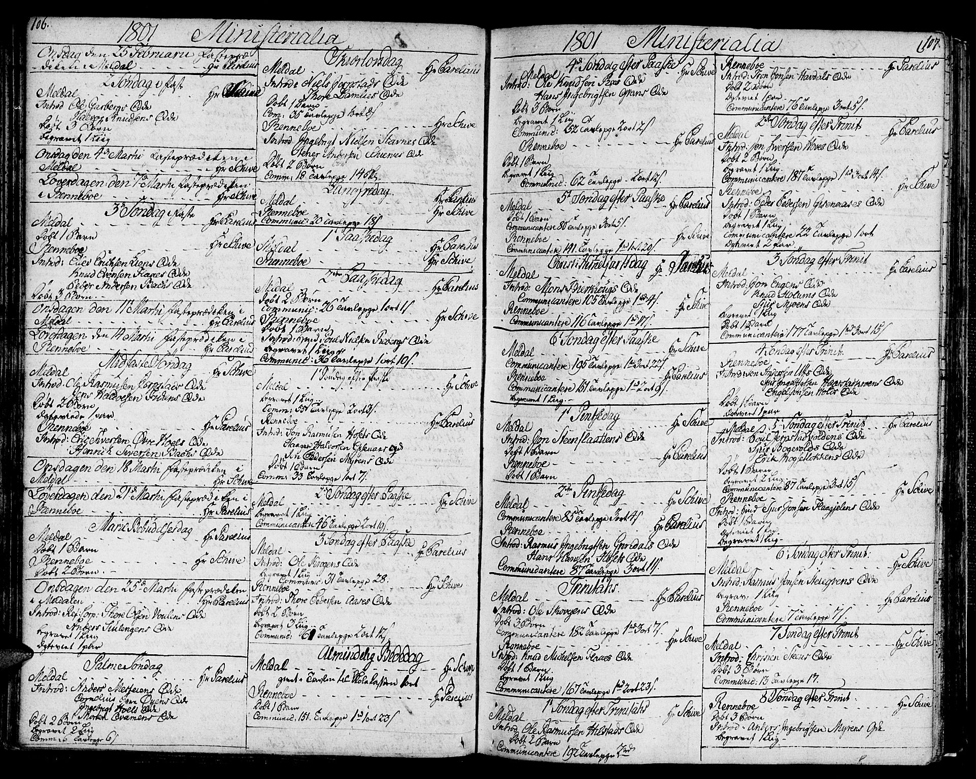 Ministerialprotokoller, klokkerbøker og fødselsregistre - Sør-Trøndelag, SAT/A-1456/672/L0852: Parish register (official) no. 672A05, 1776-1815, p. 106-107