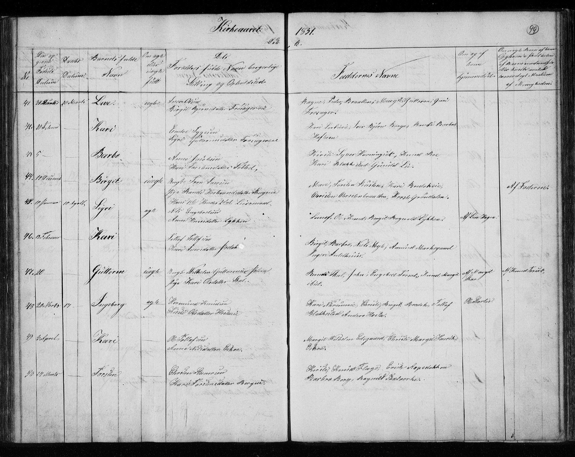 Gol kirkebøker, AV/SAKO-A-226/F/Fa/L0001: Parish register (official) no. I 1, 1821-1837, p. 99