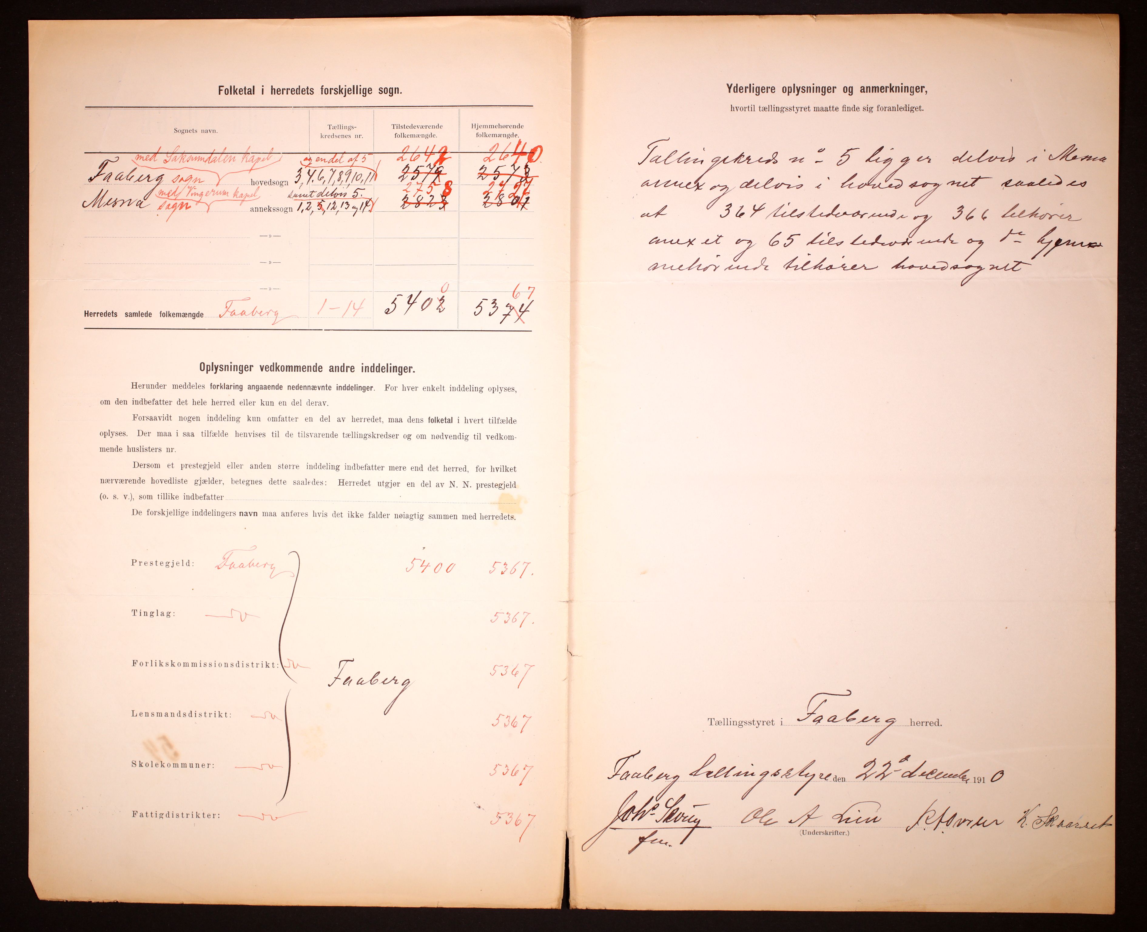 RA, 1910 census for Fåberg, 1910, p. 3