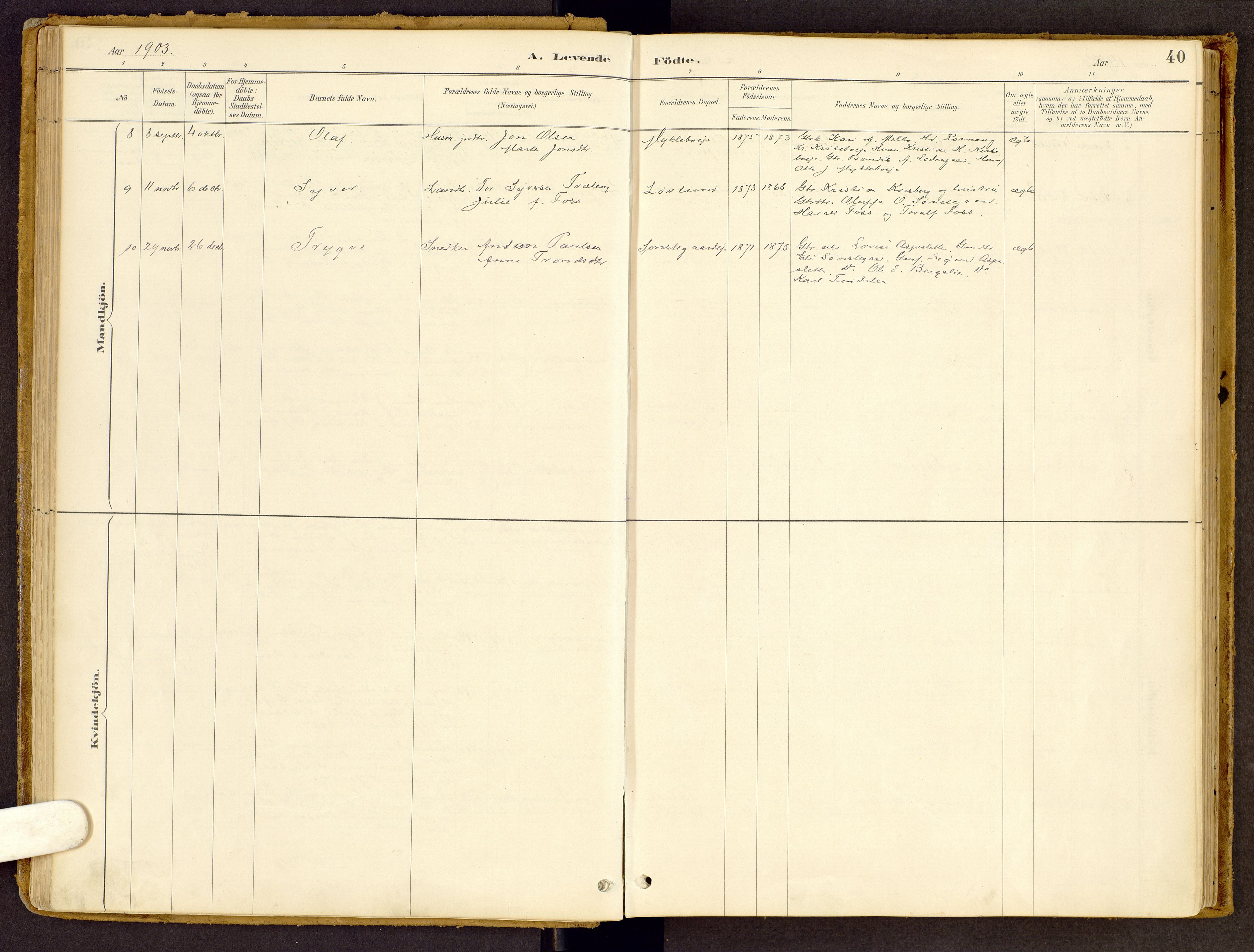 Vestre Gausdal prestekontor, SAH/PREST-094/H/Ha/Haa/L0002: Parish register (official) no. 2, 1887-1918, p. 40