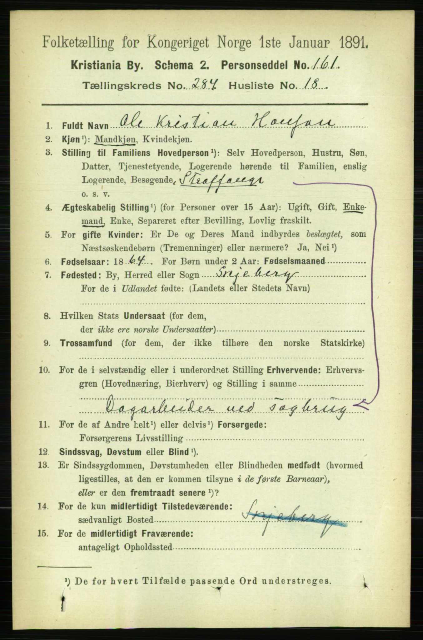 RA, 1891 census for 0301 Kristiania, 1891, p. 173989