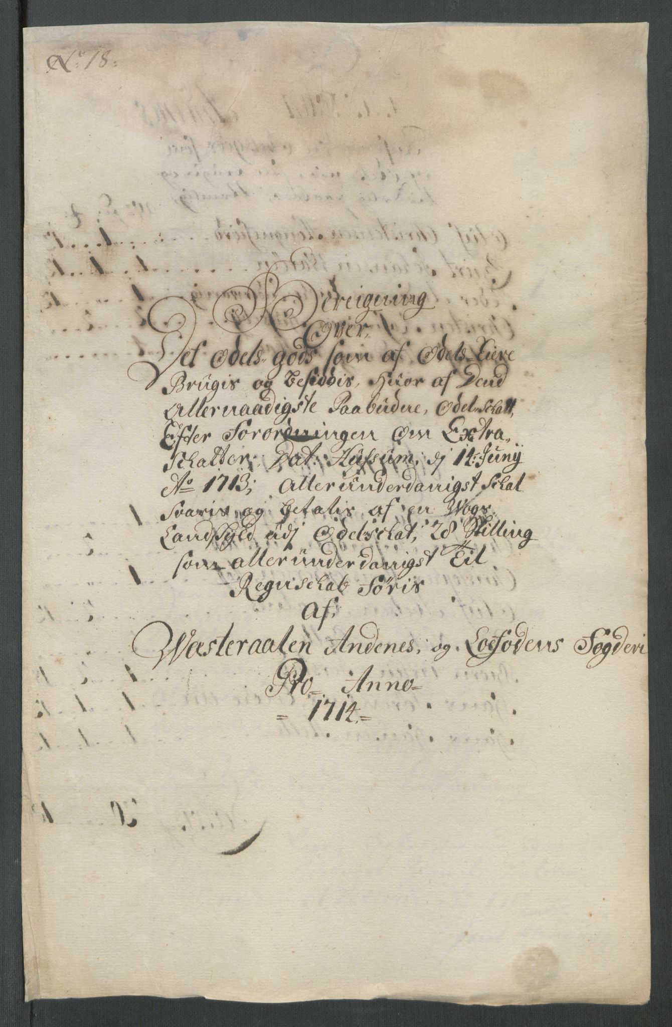 Rentekammeret inntil 1814, Reviderte regnskaper, Fogderegnskap, AV/RA-EA-4092/R67/L4680: Fogderegnskap Vesterålen, Andenes og Lofoten, 1714, p. 121