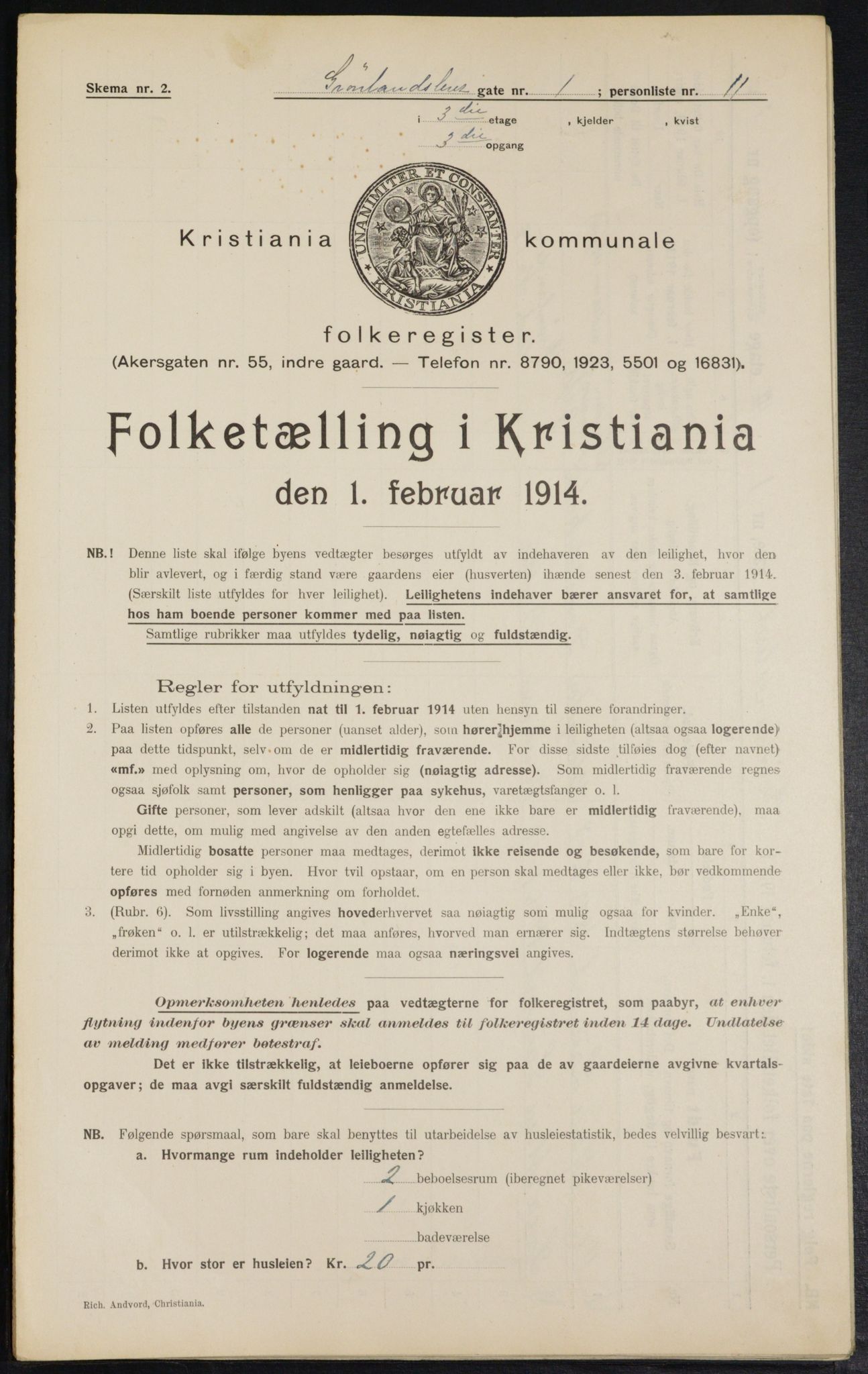 OBA, Municipal Census 1914 for Kristiania, 1914, p. 31656