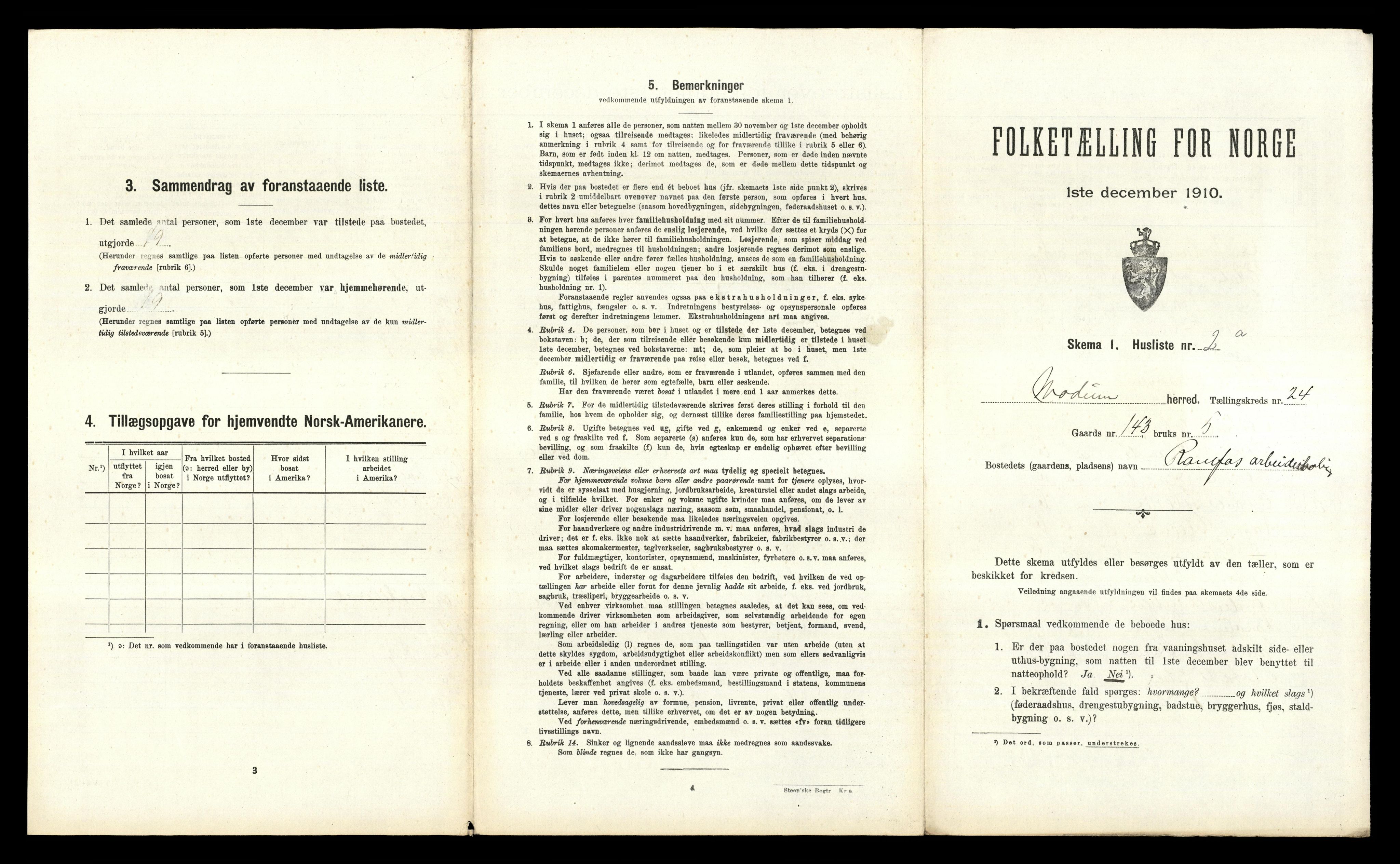 RA, 1910 census for Modum, 1910, p. 3580