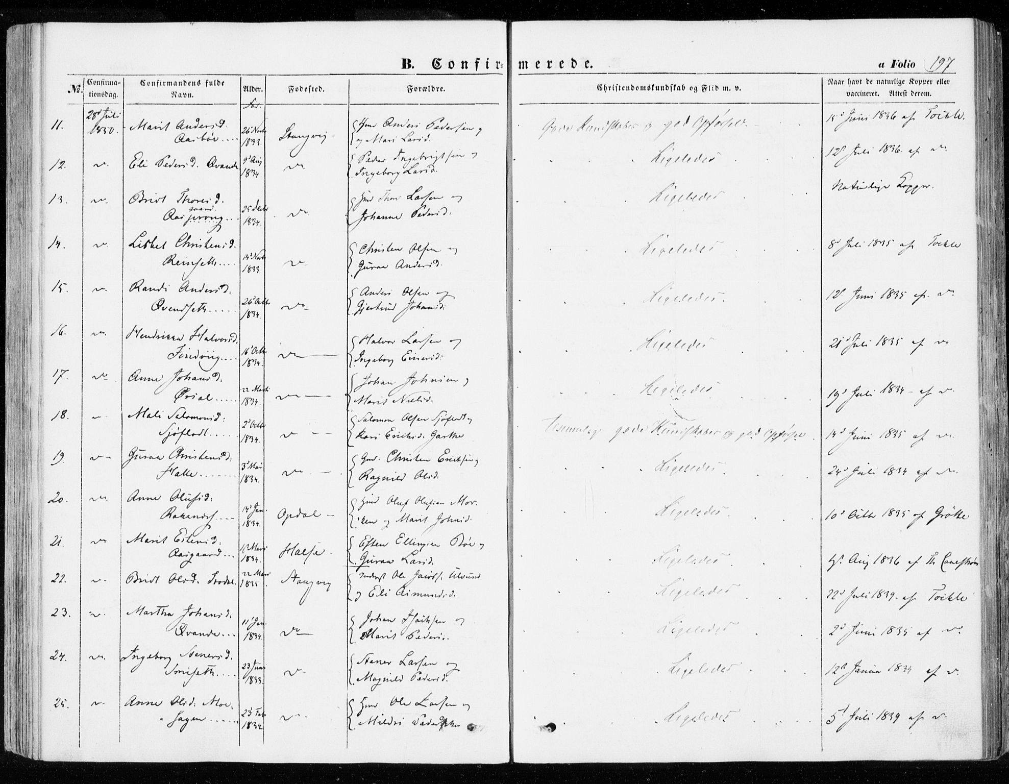 Ministerialprotokoller, klokkerbøker og fødselsregistre - Møre og Romsdal, AV/SAT-A-1454/592/L1026: Parish register (official) no. 592A04, 1849-1867, p. 197