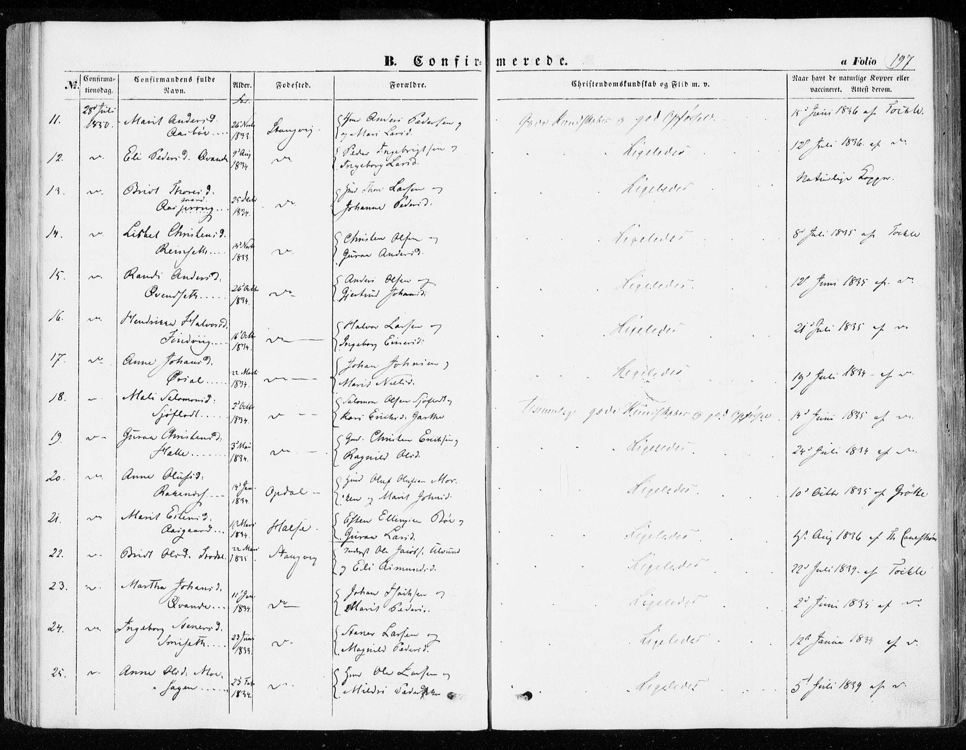 Ministerialprotokoller, klokkerbøker og fødselsregistre - Møre og Romsdal, AV/SAT-A-1454/592/L1026: Parish register (official) no. 592A04, 1849-1867, p. 197