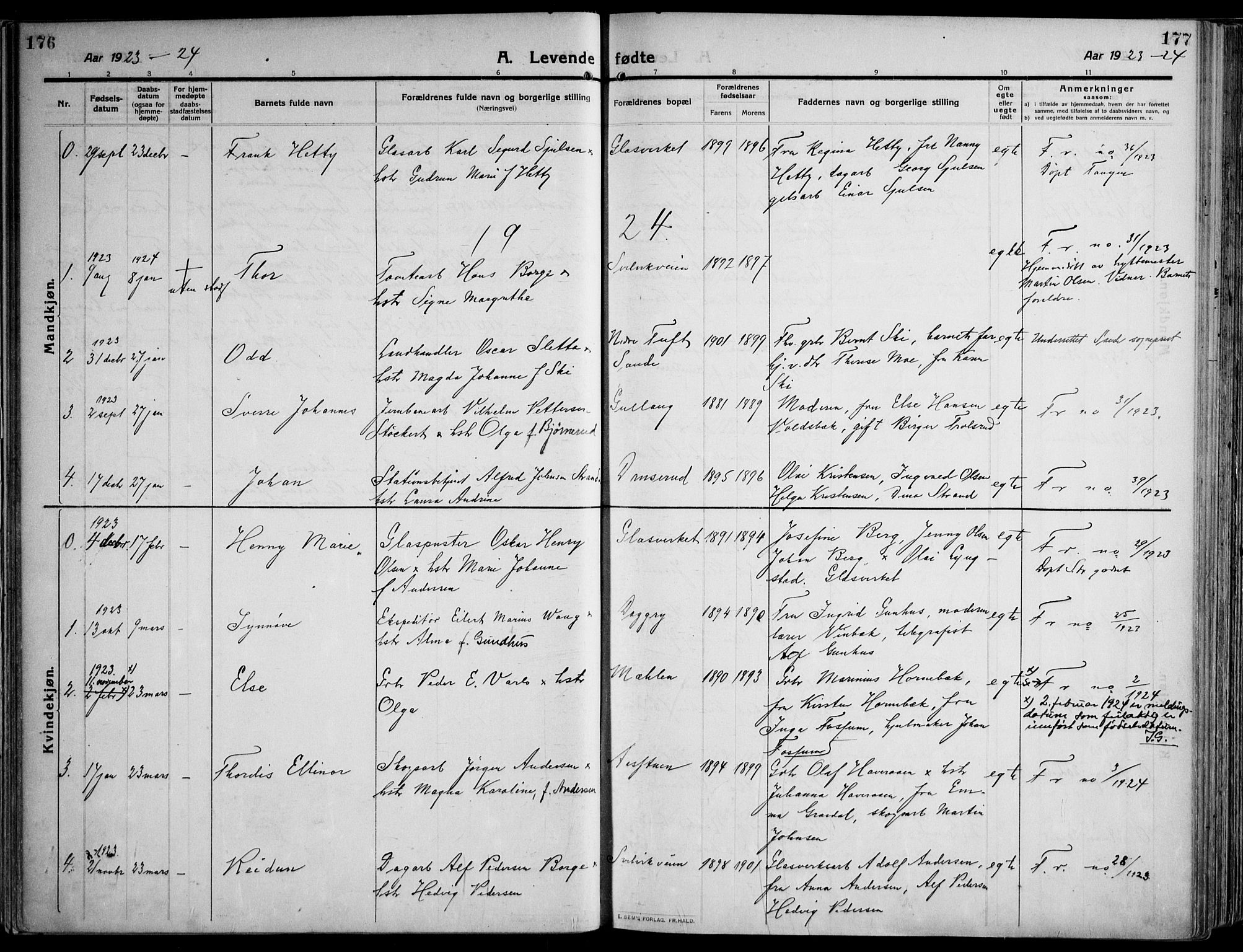 Skoger kirkebøker, SAKO/A-59/F/Fa/L0007: Parish register (official) no. I 7, 1911-1936, p. 176-177