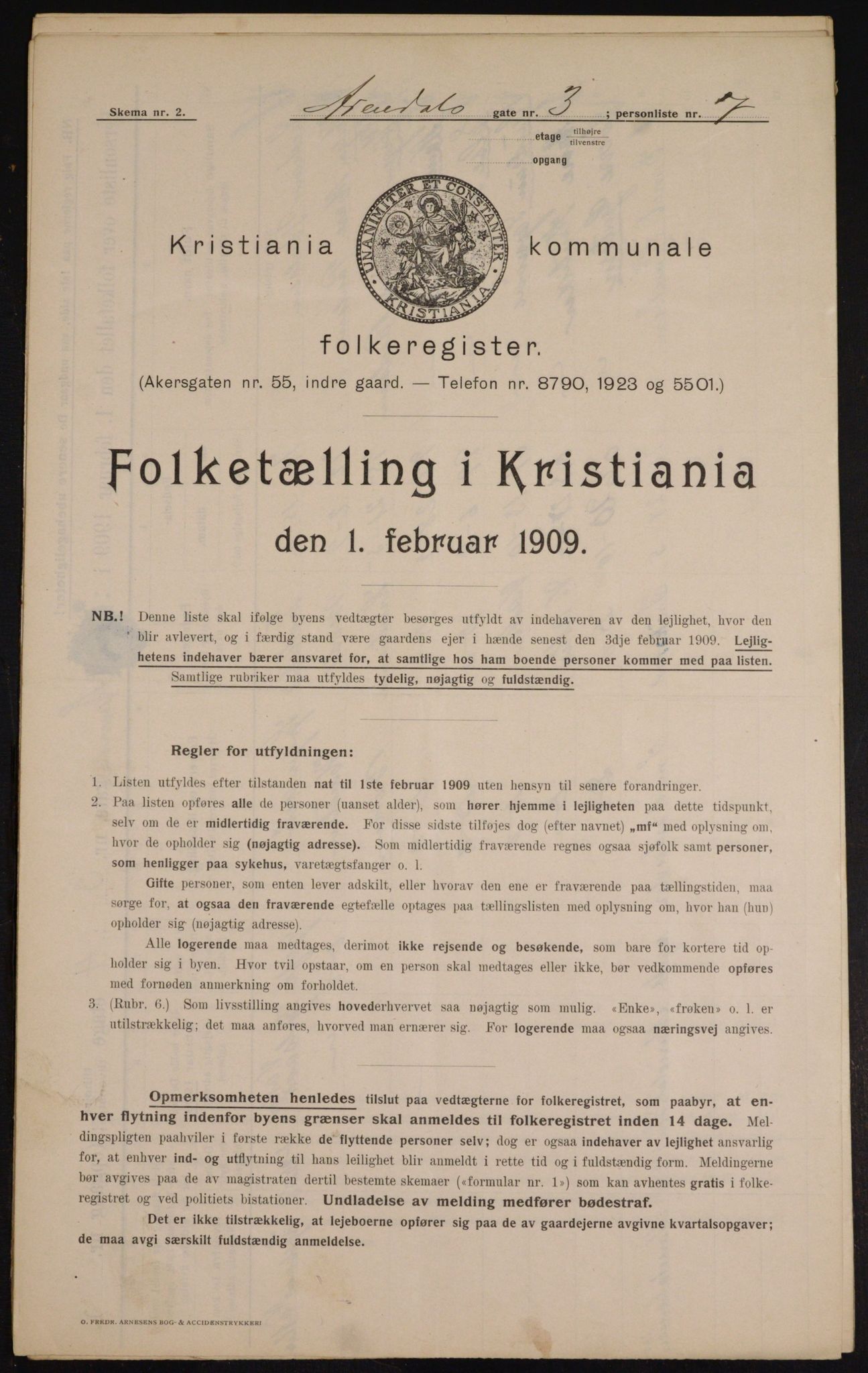 OBA, Municipal Census 1909 for Kristiania, 1909, p. 1875