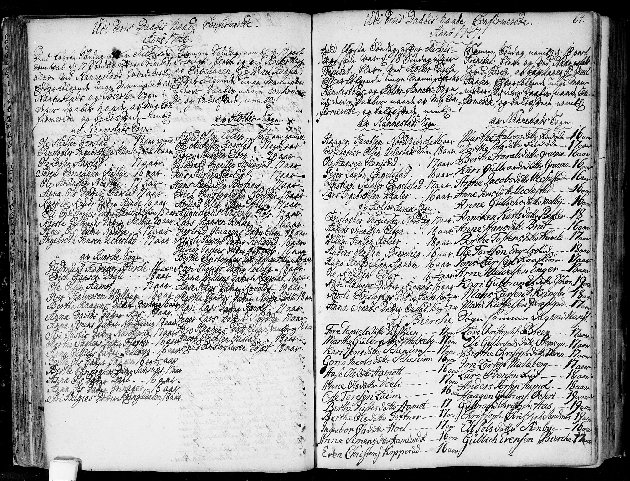 Nannestad prestekontor Kirkebøker, SAO/A-10414a/F/Fa/L0006: Parish register (official) no. I 6, 1739-1754, p. 64