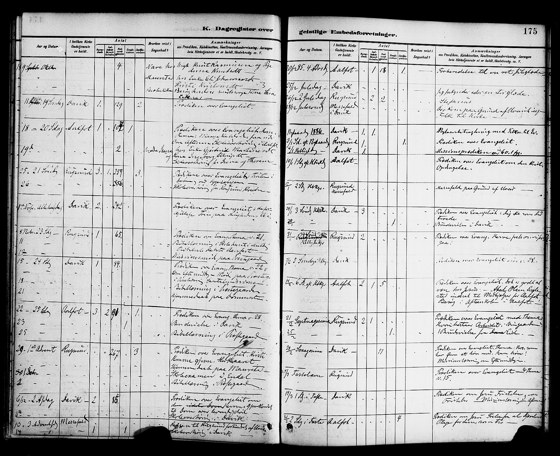 Davik sokneprestembete, AV/SAB-A-79701/H/Haa/Haab/L0001: Parish register (official) no. B 1, 1882-1900, p. 175