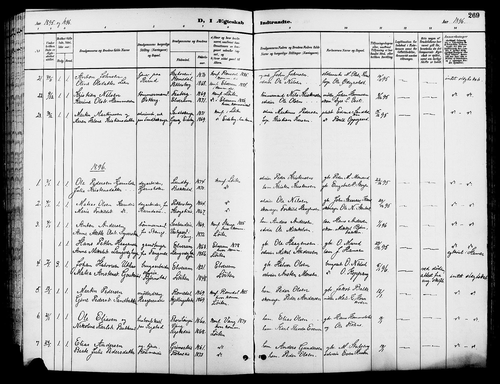 Løten prestekontor, SAH/PREST-022/L/La/L0006: Parish register (copy) no. 6, 1892-1909, p. 269