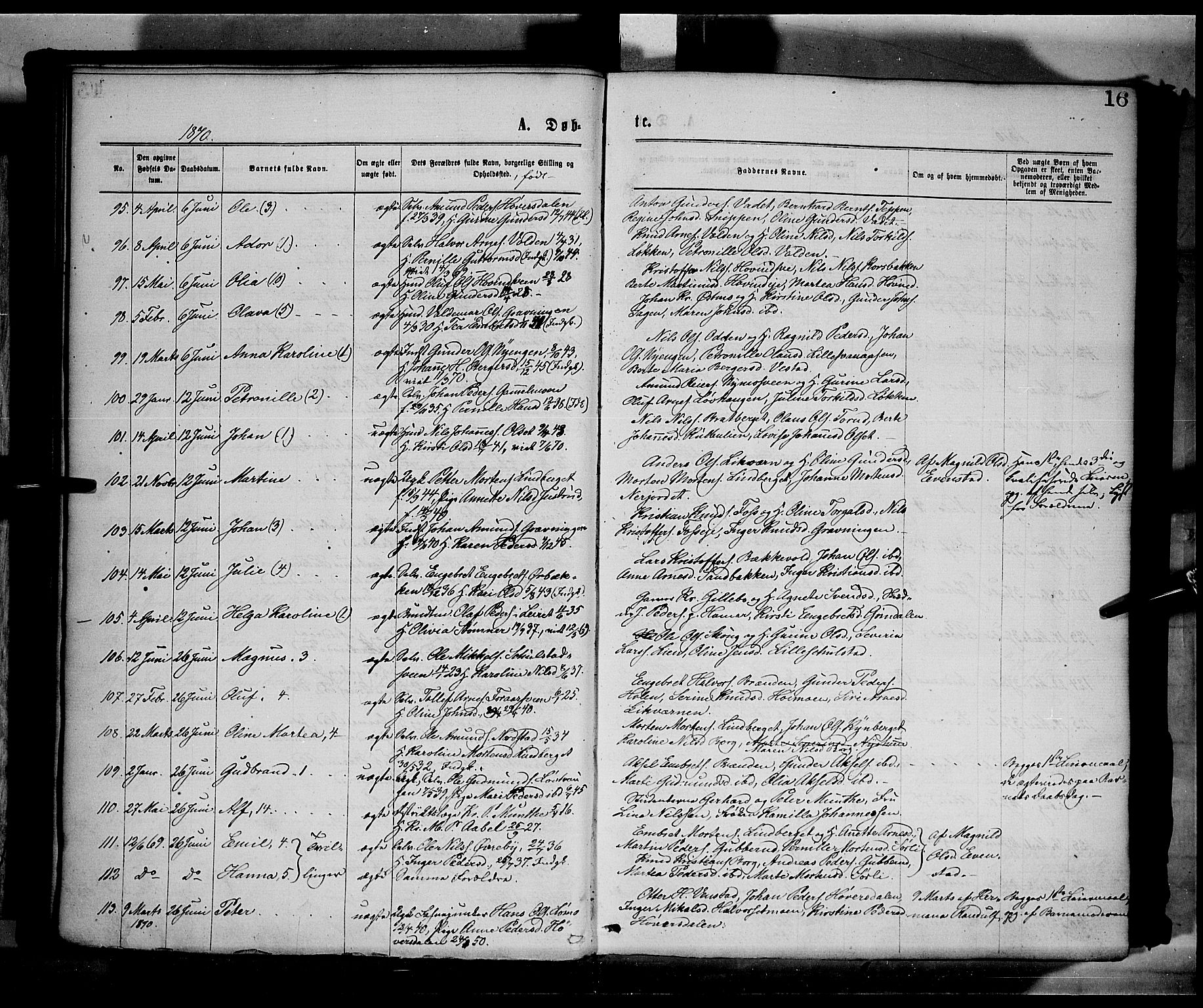 Elverum prestekontor, AV/SAH-PREST-044/H/Ha/Haa/L0011: Parish register (official) no. 11, 1869-1879, p. 16