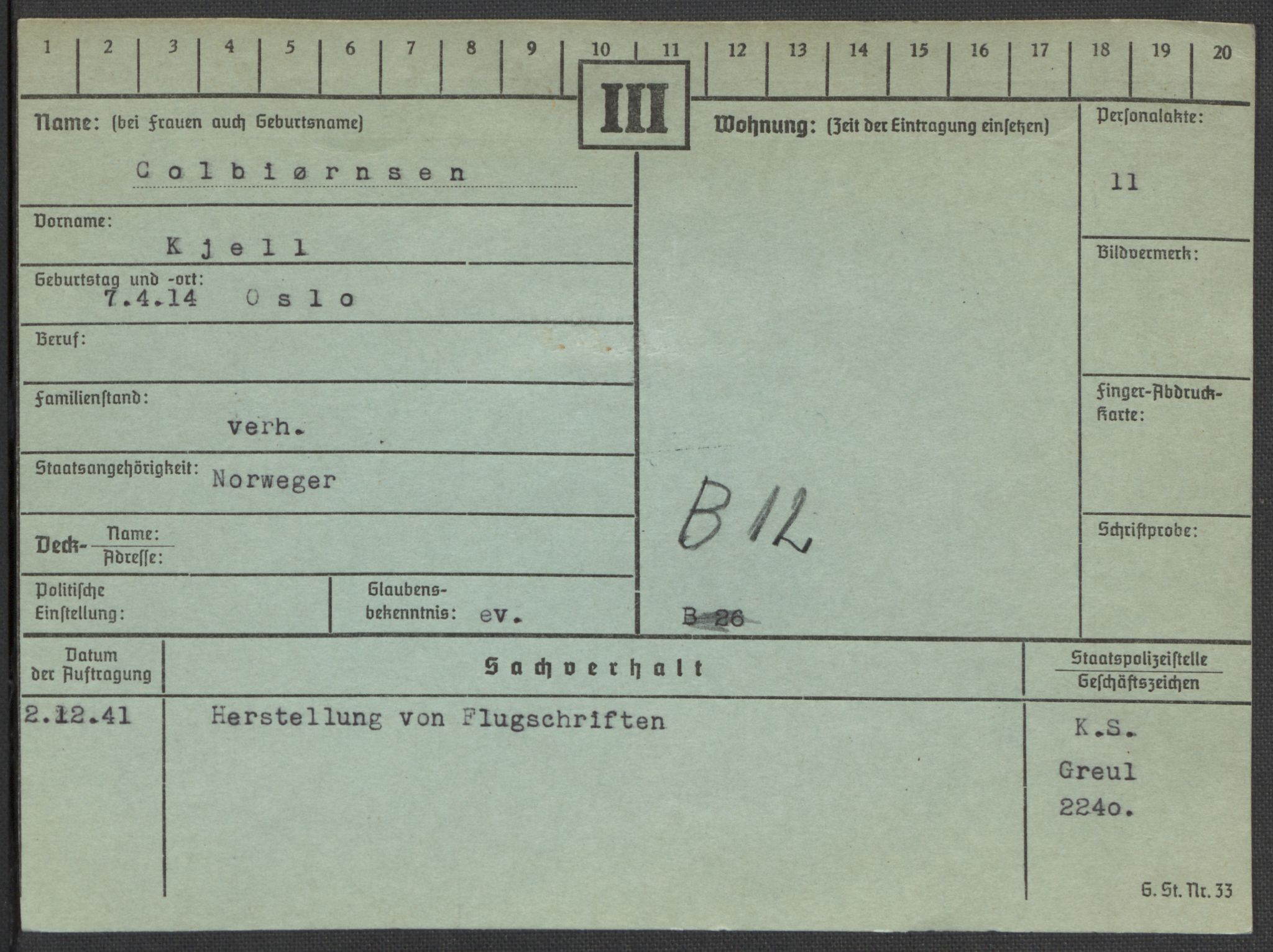 Befehlshaber der Sicherheitspolizei und des SD, RA/RAFA-5969/E/Ea/Eaa/L0002: Register over norske fanger i Møllergata 19: Bj-Eng, 1940-1945, p. 817