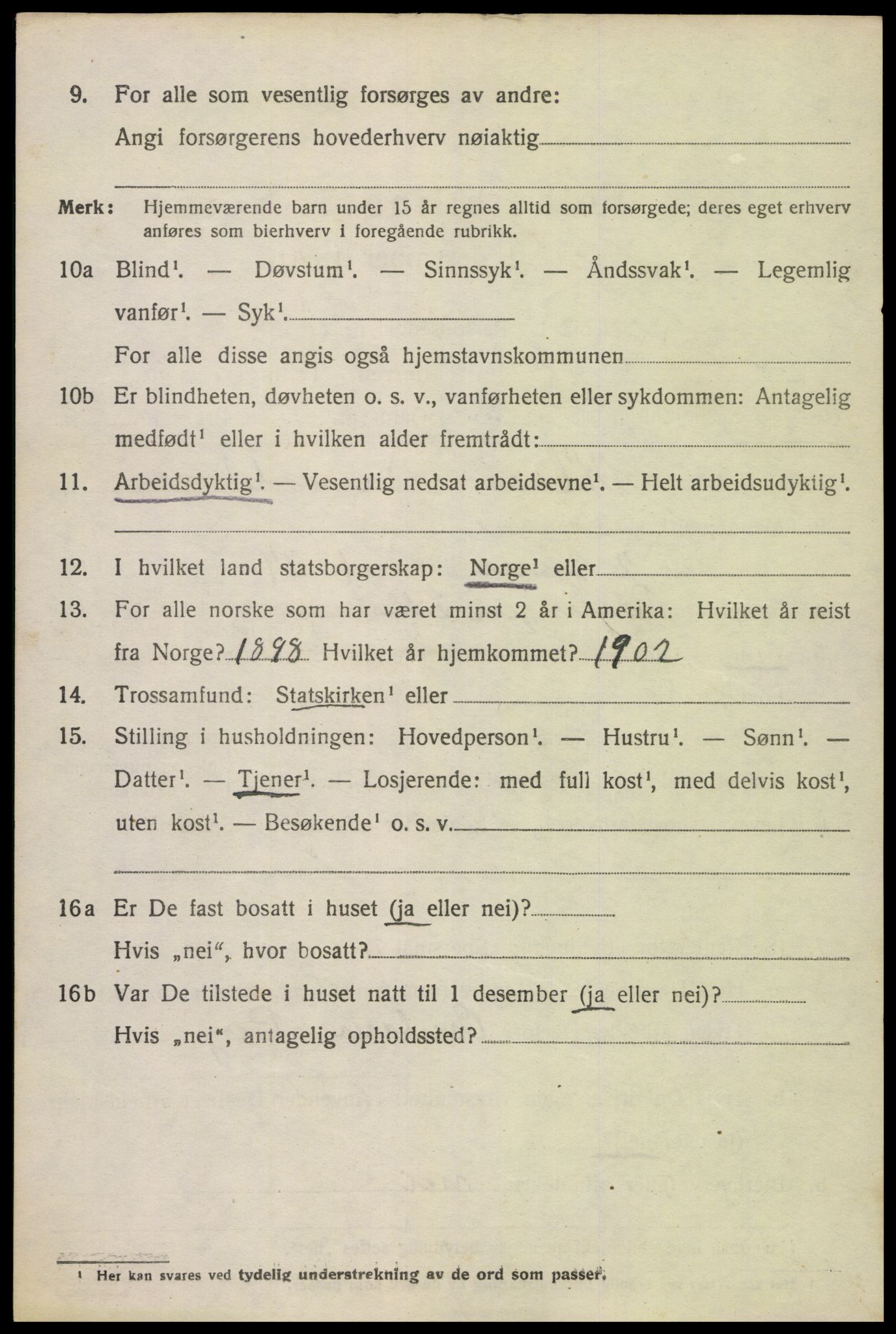 SAK, 1920 census for Oddernes, 1920, p. 13100