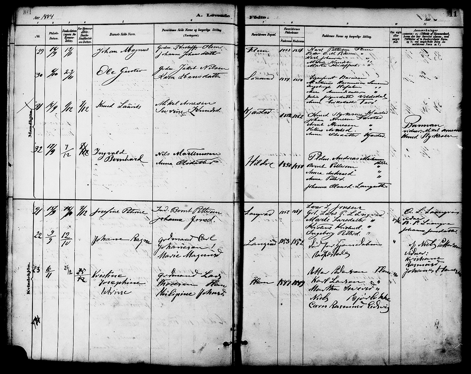 Ministerialprotokoller, klokkerbøker og fødselsregistre - Møre og Romsdal, AV/SAT-A-1454/536/L0501: Parish register (official) no. 536A10, 1884-1896, p. 11