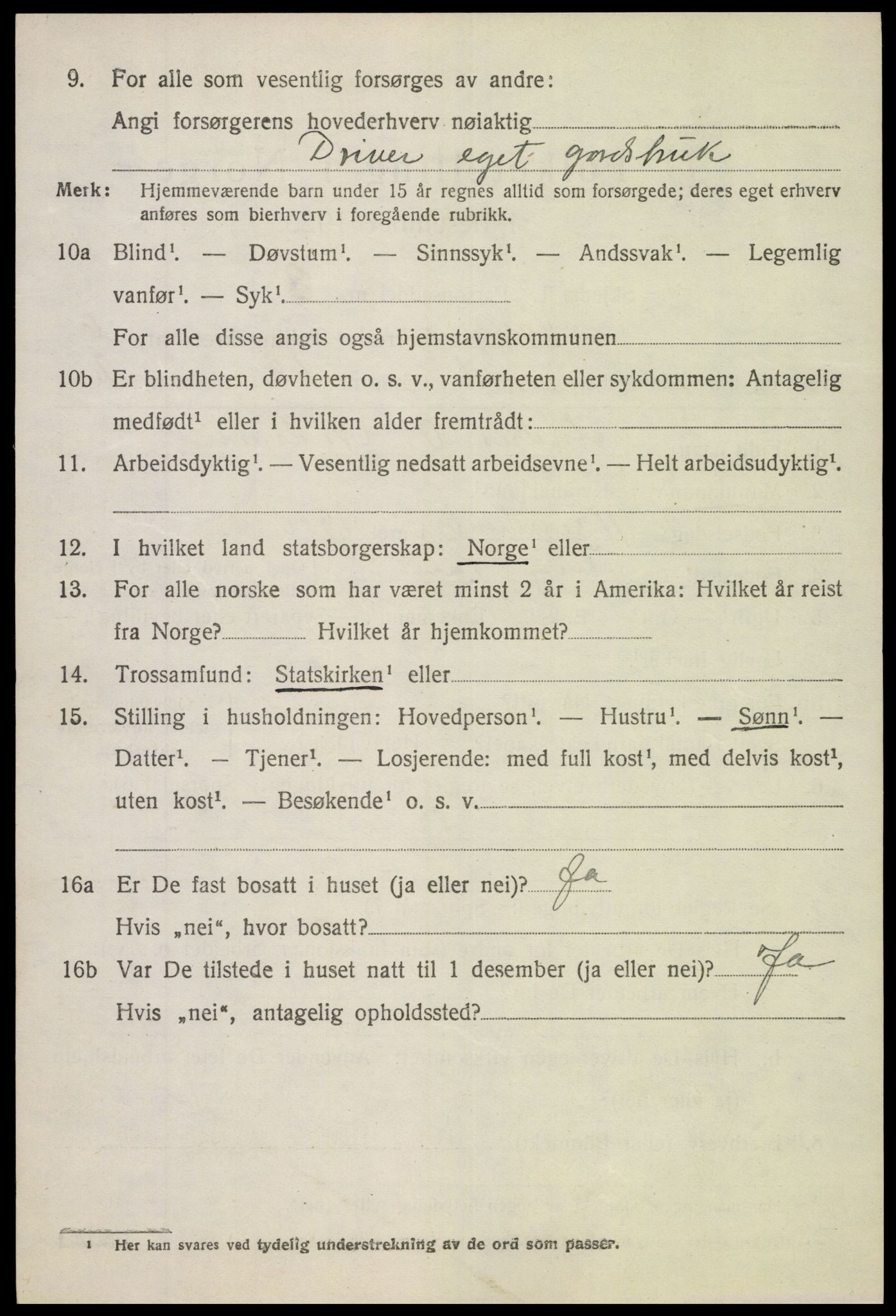 SAH, 1920 census for Vang (Oppland), 1920, p. 2812