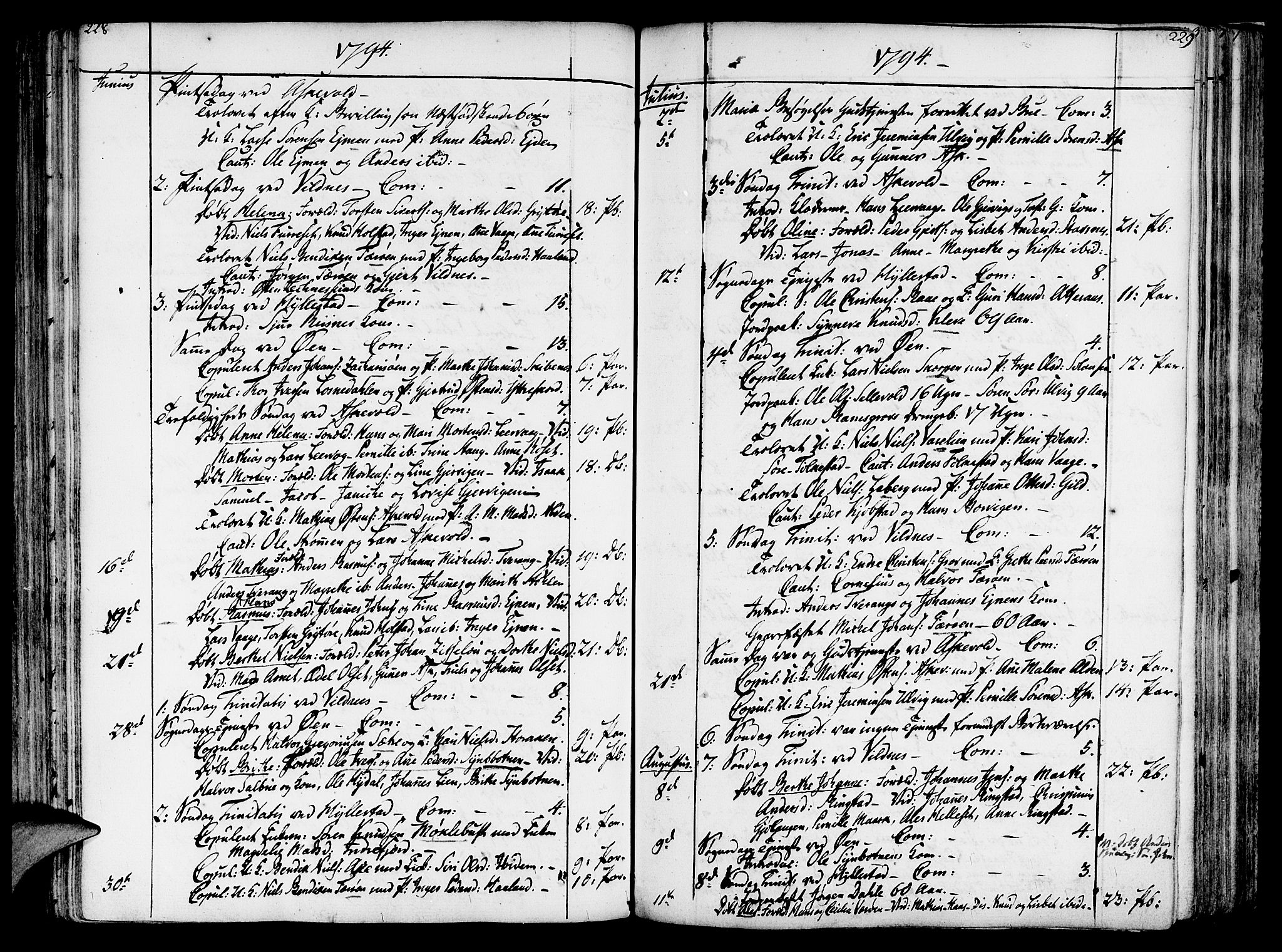 Askvoll sokneprestembete, SAB/A-79501/H/Haa/Haaa/L0009: Parish register (official) no. A 9, 1776-1821, p. 228-229