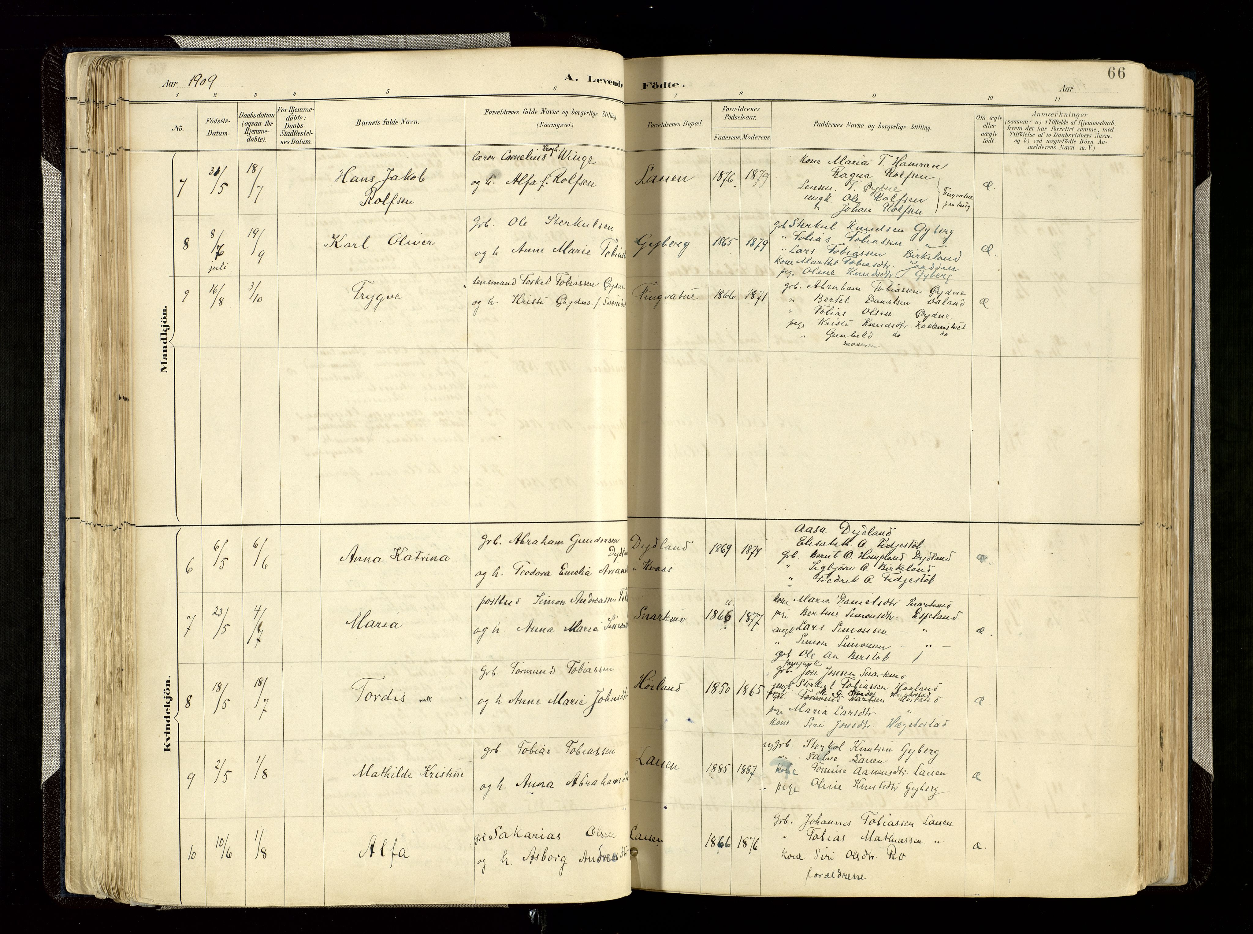 Hægebostad sokneprestkontor, SAK/1111-0024/F/Fa/Faa/L0006: Parish register (official) no. A 6, 1887-1929, p. 66