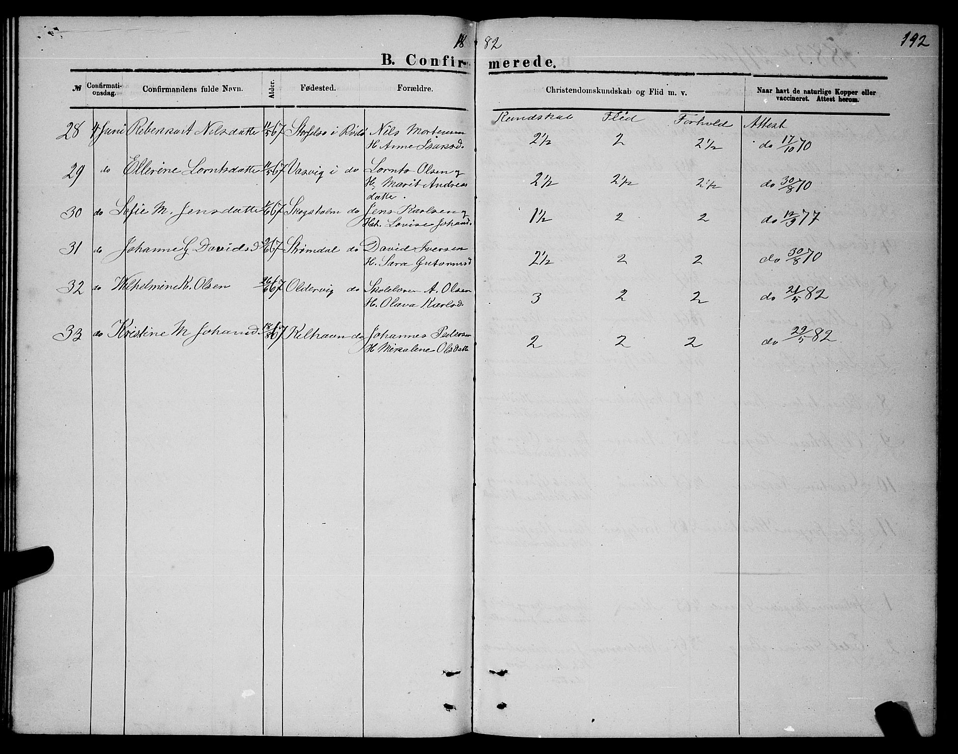 Ministerialprotokoller, klokkerbøker og fødselsregistre - Nordland, AV/SAT-A-1459/841/L0620: Parish register (copy) no. 841C04, 1877-1896, p. 192