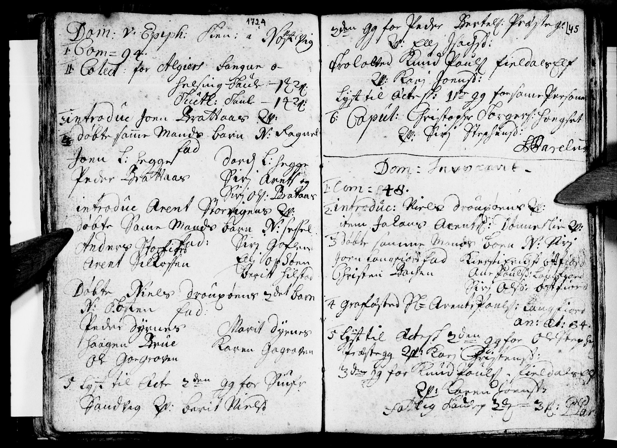 Ministerialprotokoller, klokkerbøker og fødselsregistre - Nordland, AV/SAT-A-1459/814/L0221: Parish register (official) no. 814A02, 1718-1762, p. 45