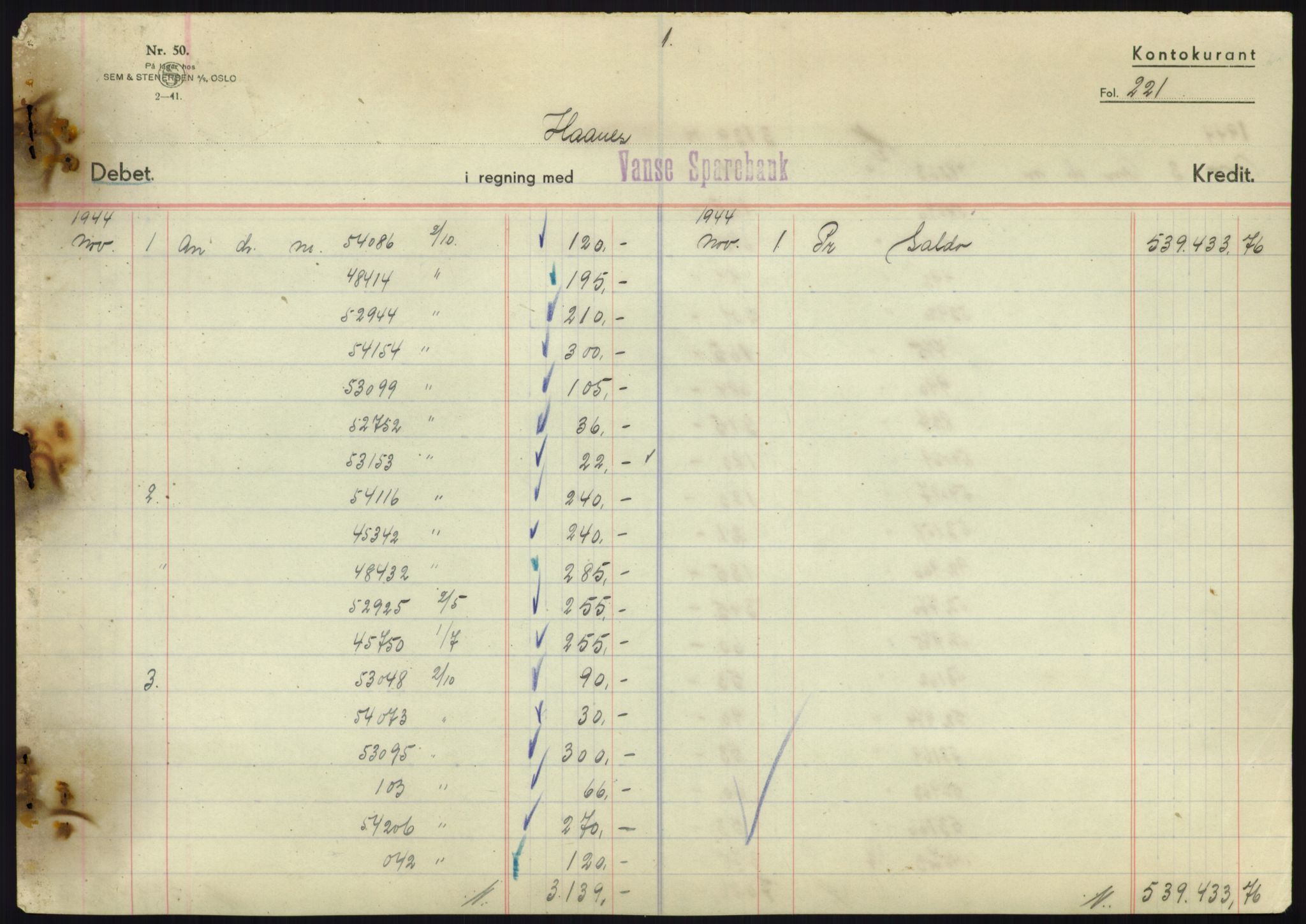 Forsvarsdepartementet, 10. kontor / Oppgjørskontoret, AV/RA-RAFA-1225/D/Db/L0180: Lista oppgjørskontor, 1942-1952, p. 1879