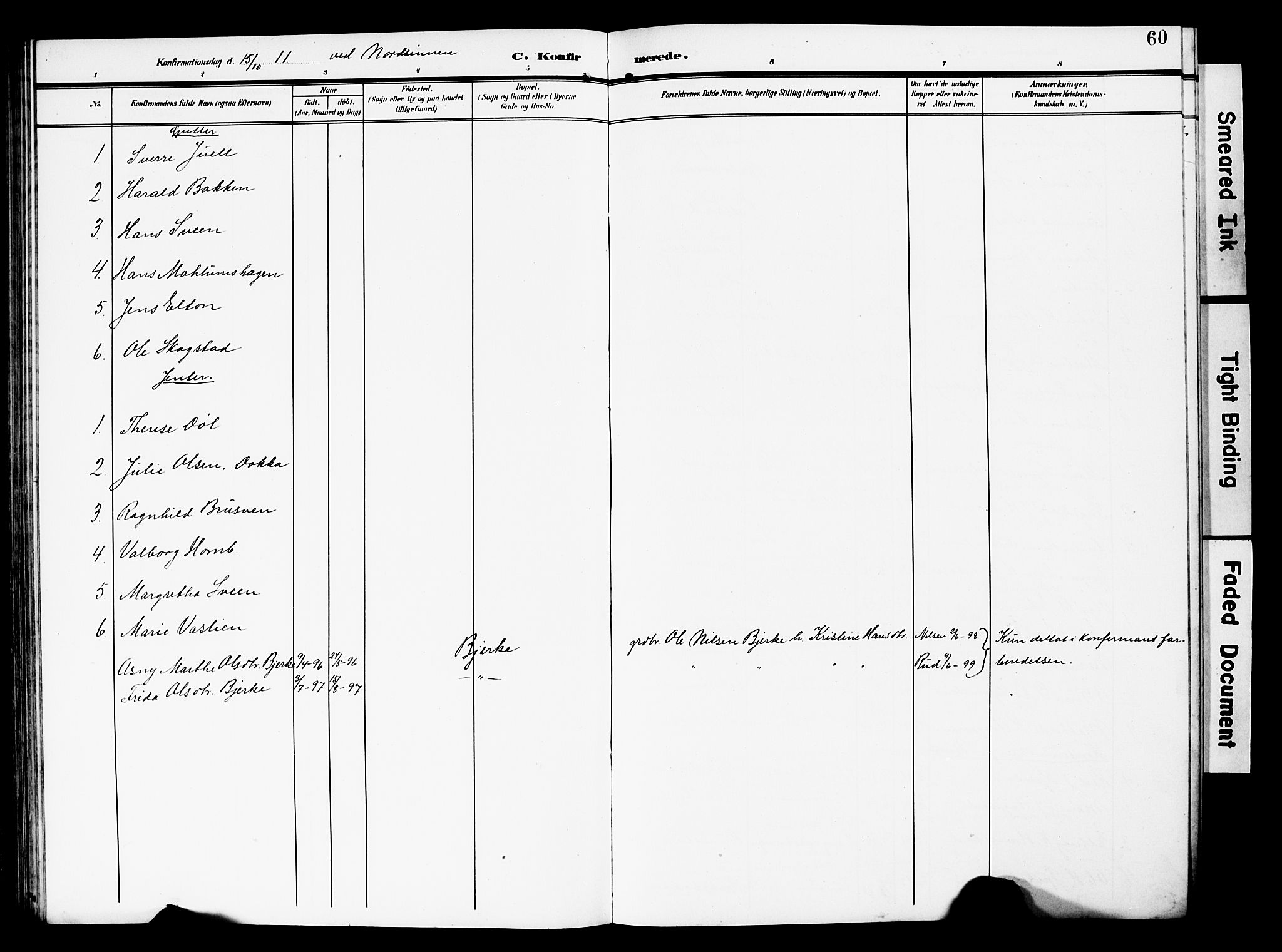 Nordre Land prestekontor, SAH/PREST-124/H/Ha/Hab/L0001: Parish register (copy) no. 1, 1908-1931, p. 60