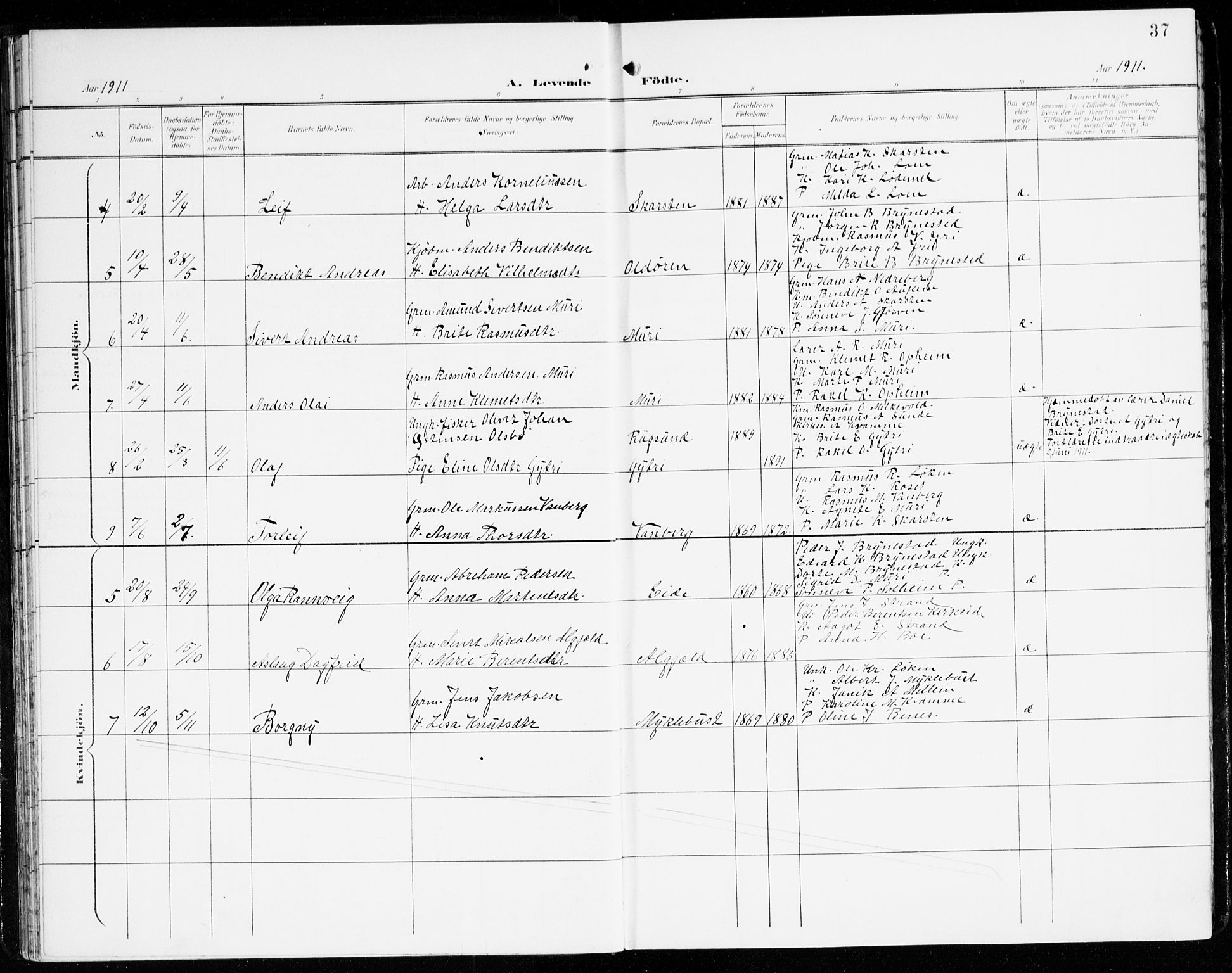 Innvik sokneprestembete, AV/SAB-A-80501: Parish register (official) no. C 2, 1900-1920, p. 37