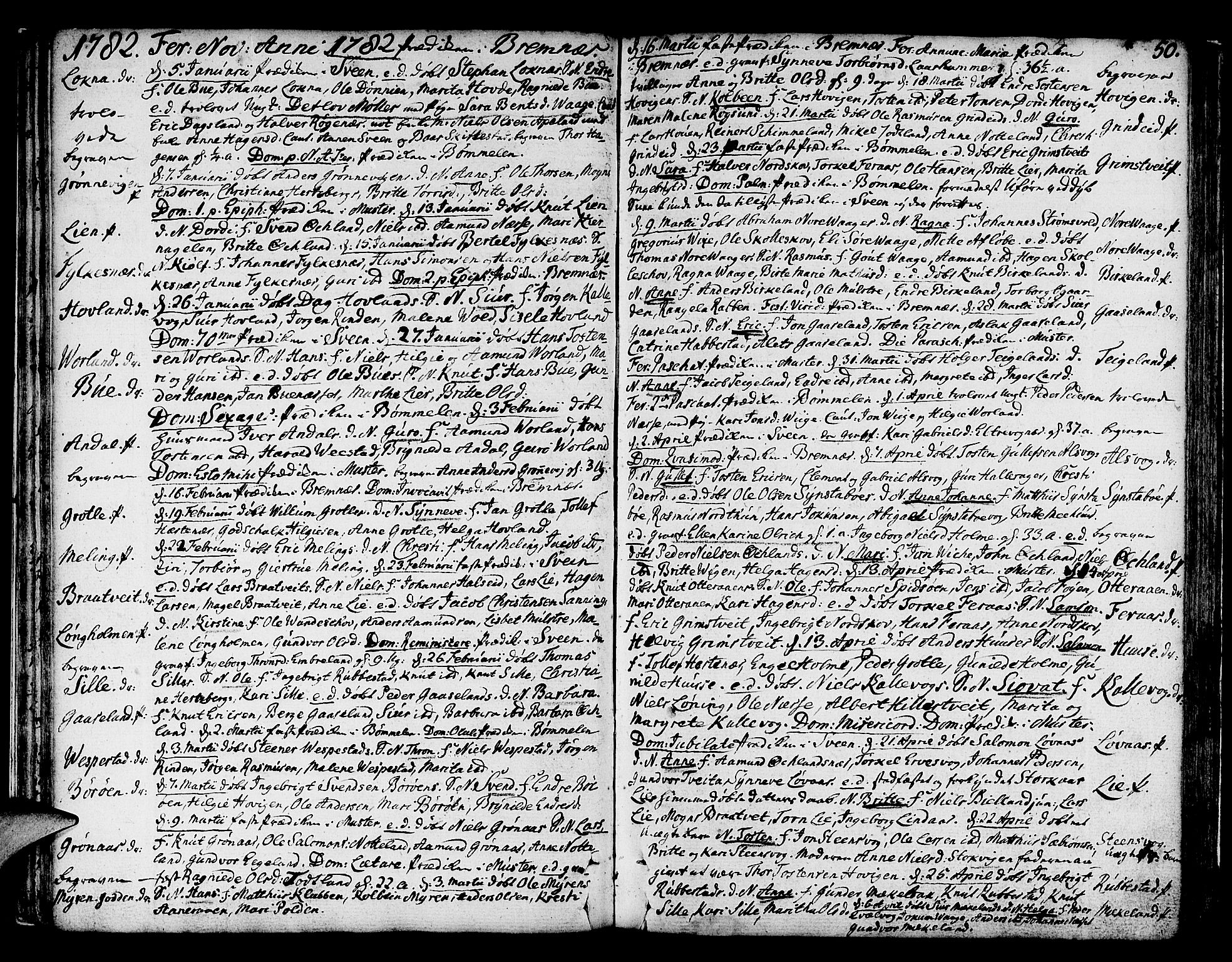 Finnås sokneprestembete, AV/SAB-A-99925/H/Ha/Haa/Haaa/L0003: Parish register (official) no. A 3, 1765-1803, p. 50