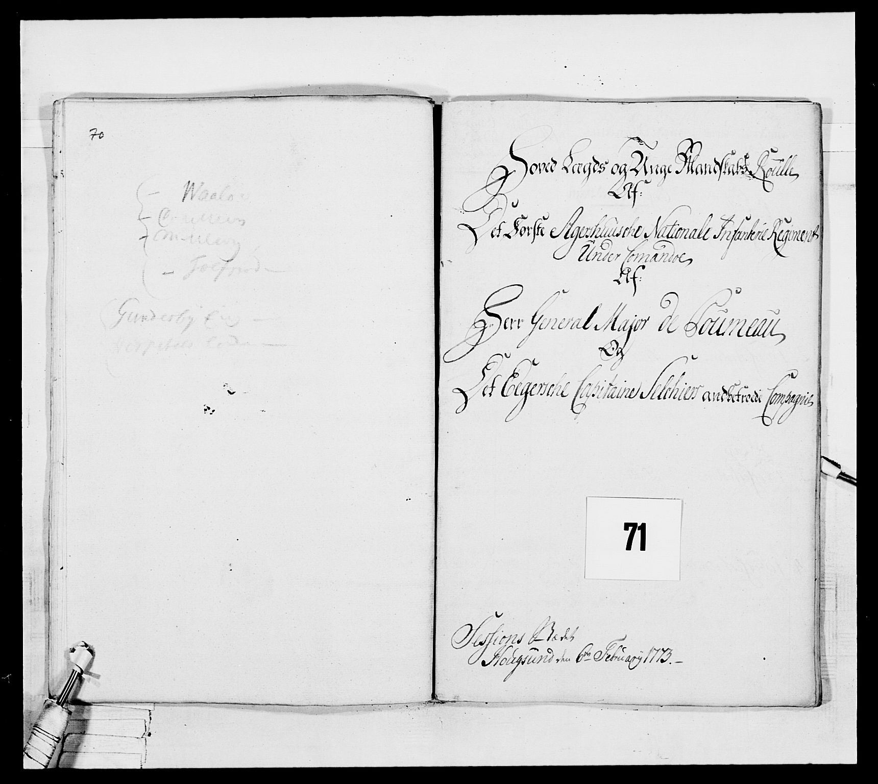 Generalitets- og kommissariatskollegiet, Det kongelige norske kommissariatskollegium, AV/RA-EA-5420/E/Eh/L0037: 1. Akershusiske nasjonale infanteriregiment, 1767-1773, p. 748