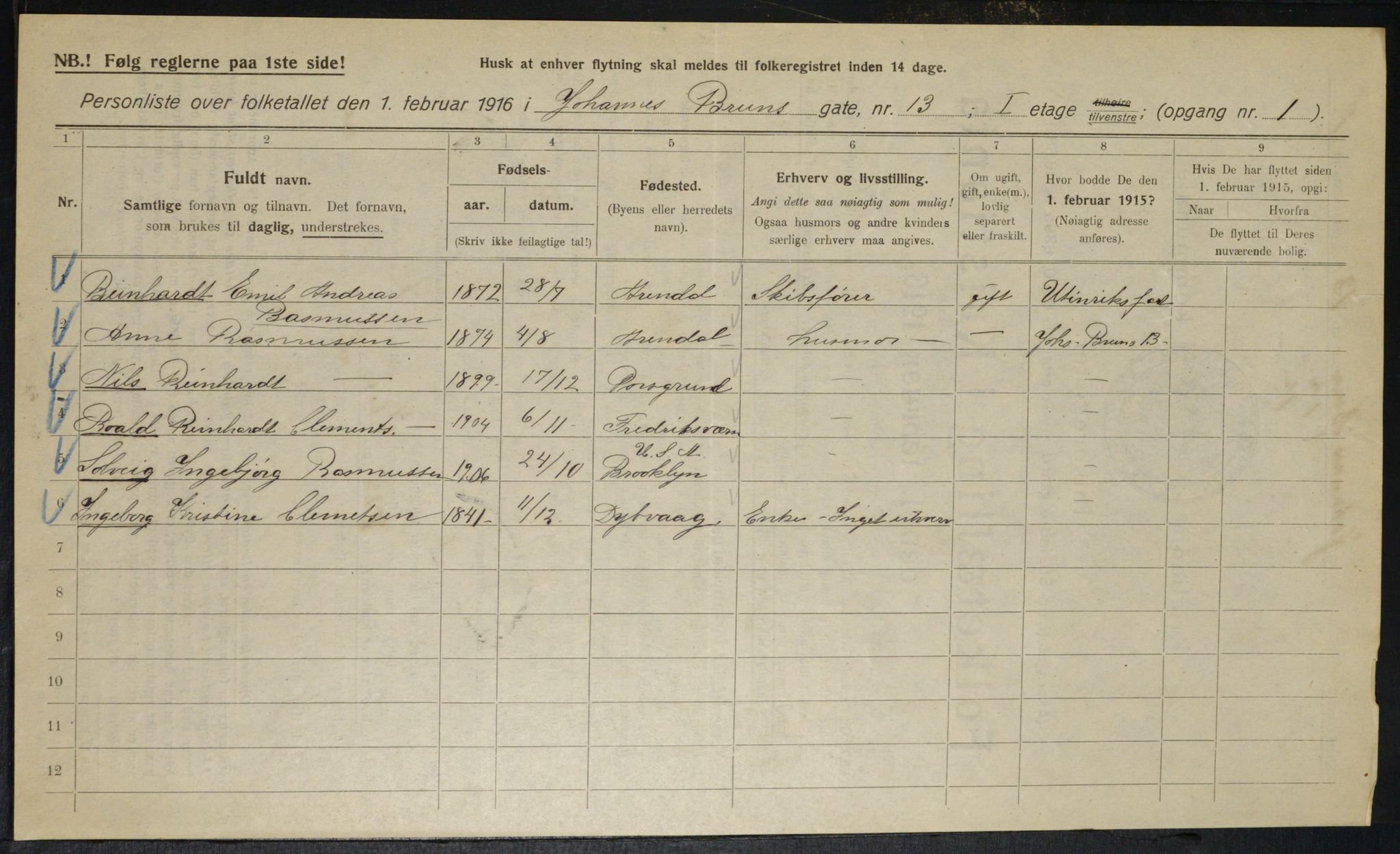 OBA, Municipal Census 1916 for Kristiania, 1916, p. 48245