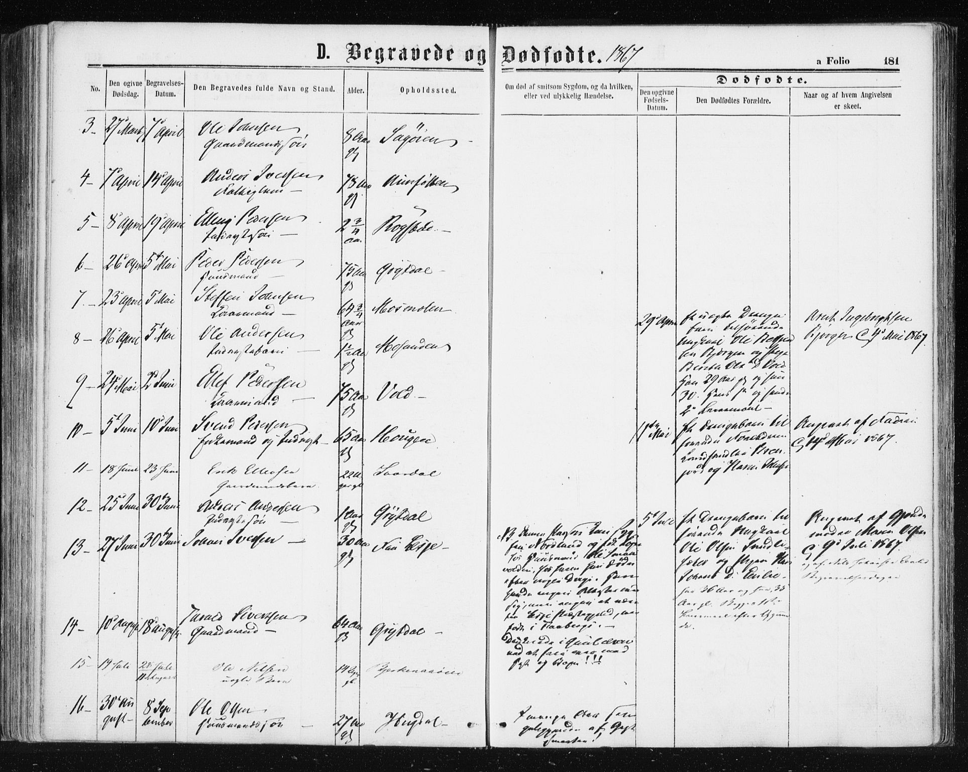 Ministerialprotokoller, klokkerbøker og fødselsregistre - Sør-Trøndelag, SAT/A-1456/687/L1001: Parish register (official) no. 687A07, 1863-1878, p. 181