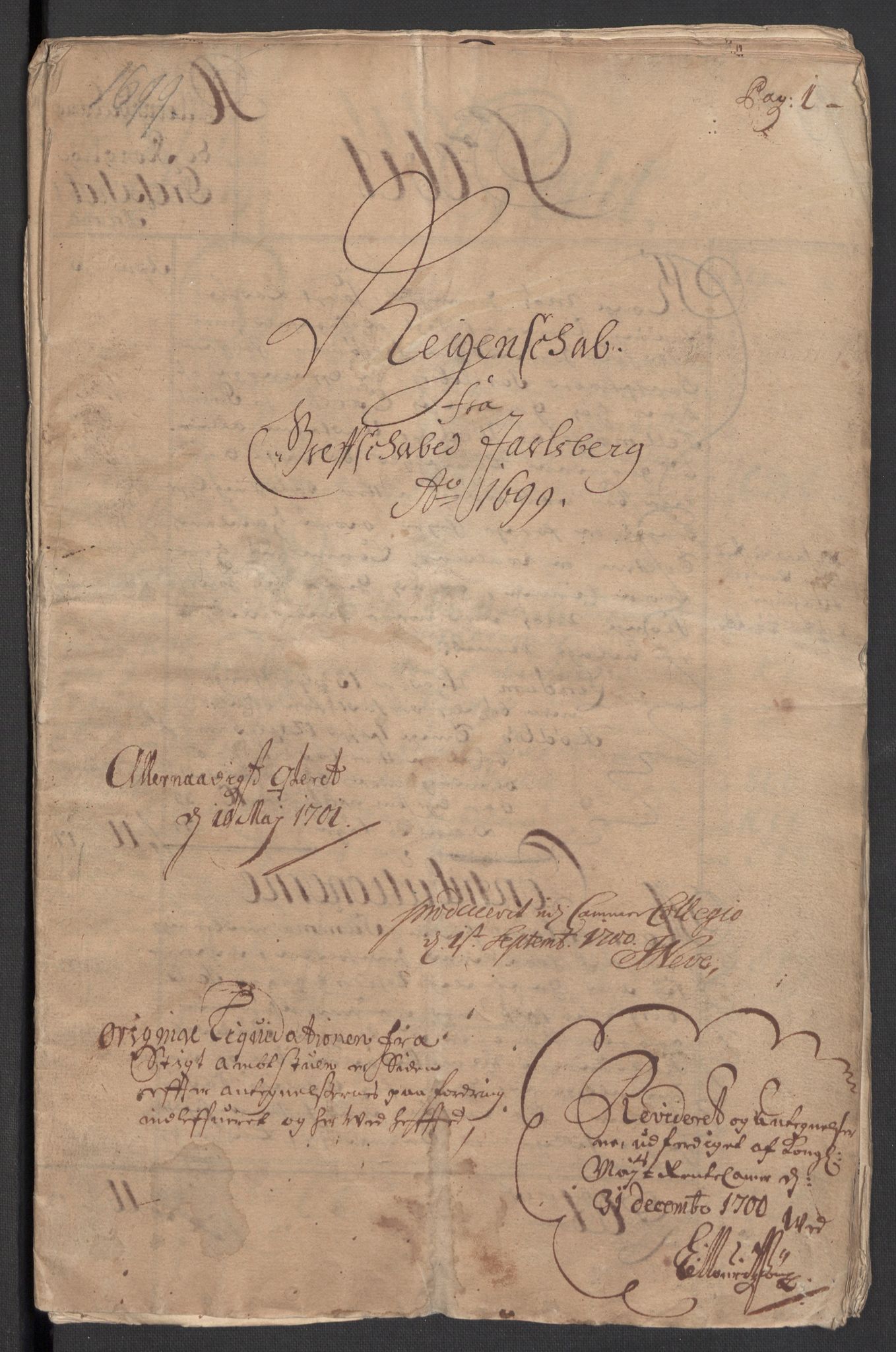 Rentekammeret inntil 1814, Reviderte regnskaper, Fogderegnskap, RA/EA-4092/R32/L1868: Fogderegnskap Jarlsberg grevskap, 1697-1699, p. 230